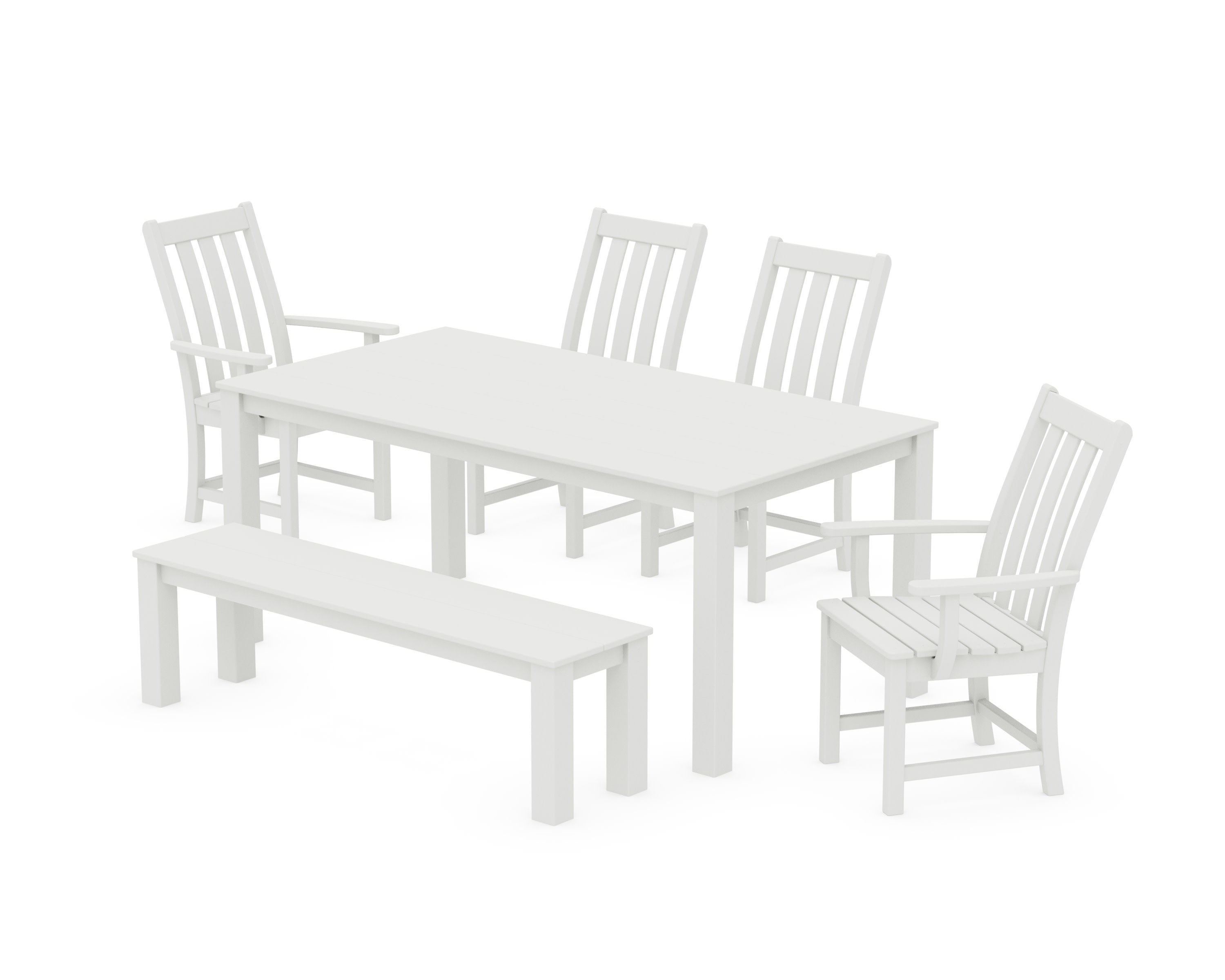 Vineyard 6-Piece Parsons Dining Set with Bench in Vintage White
