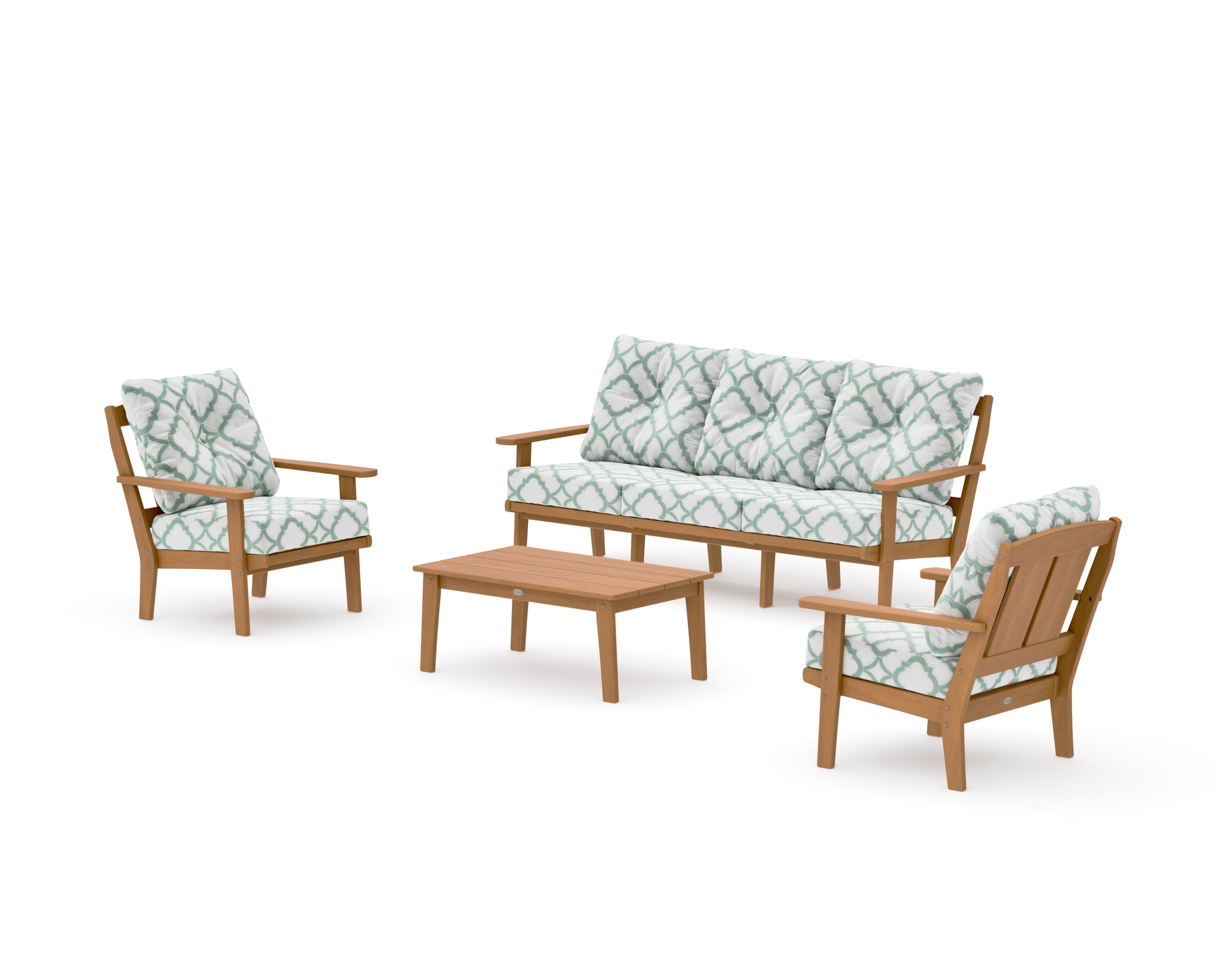 Mission 4-Piece Deep Seating Set with Sofa in Natural / Trellis Glacier Spa