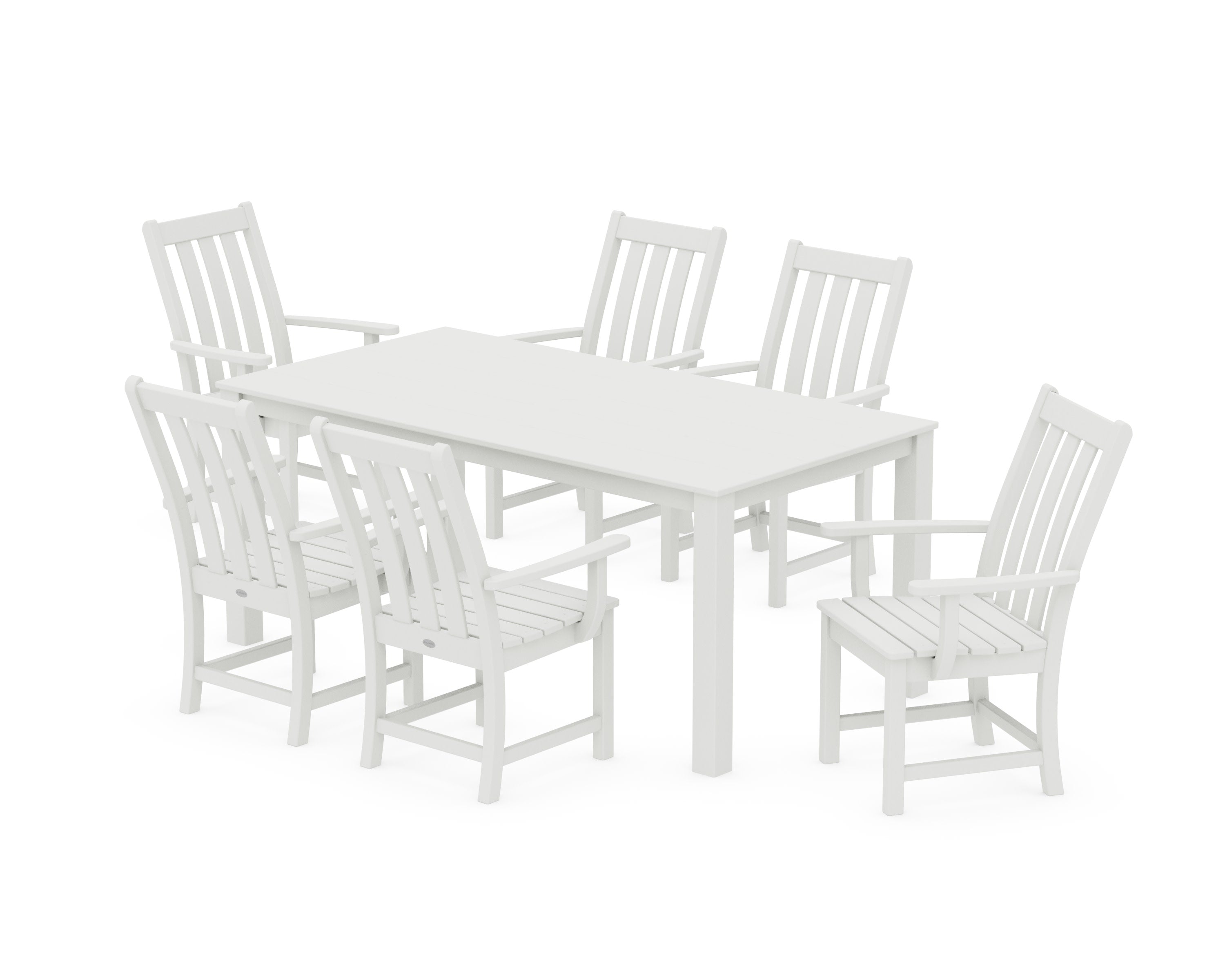 Vineyard 7-Piece Parsons Arm Chair Dining Set in Vintage White