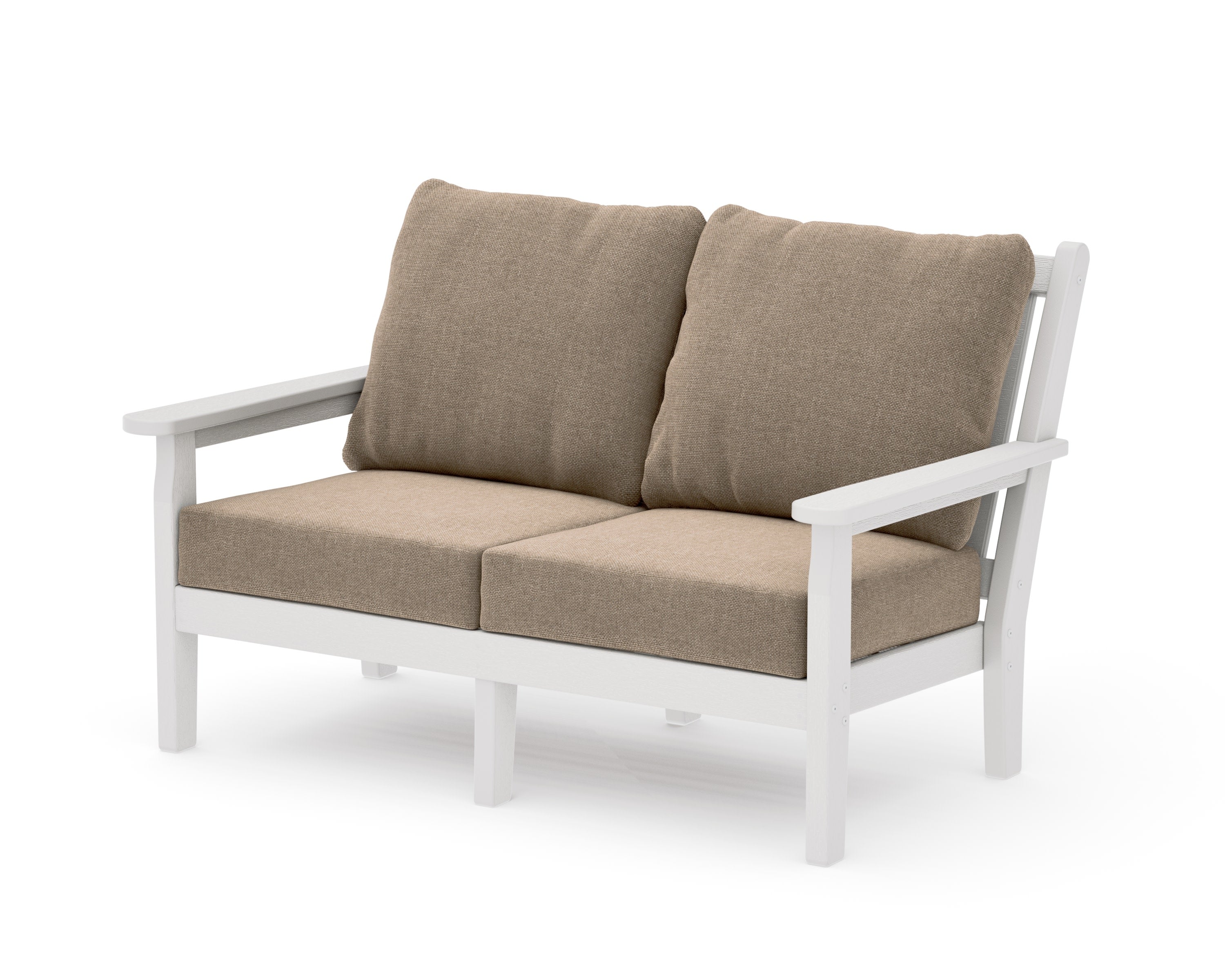 Chippendale Deep Seating Loveseat in Vintage White / Spiced Burlap