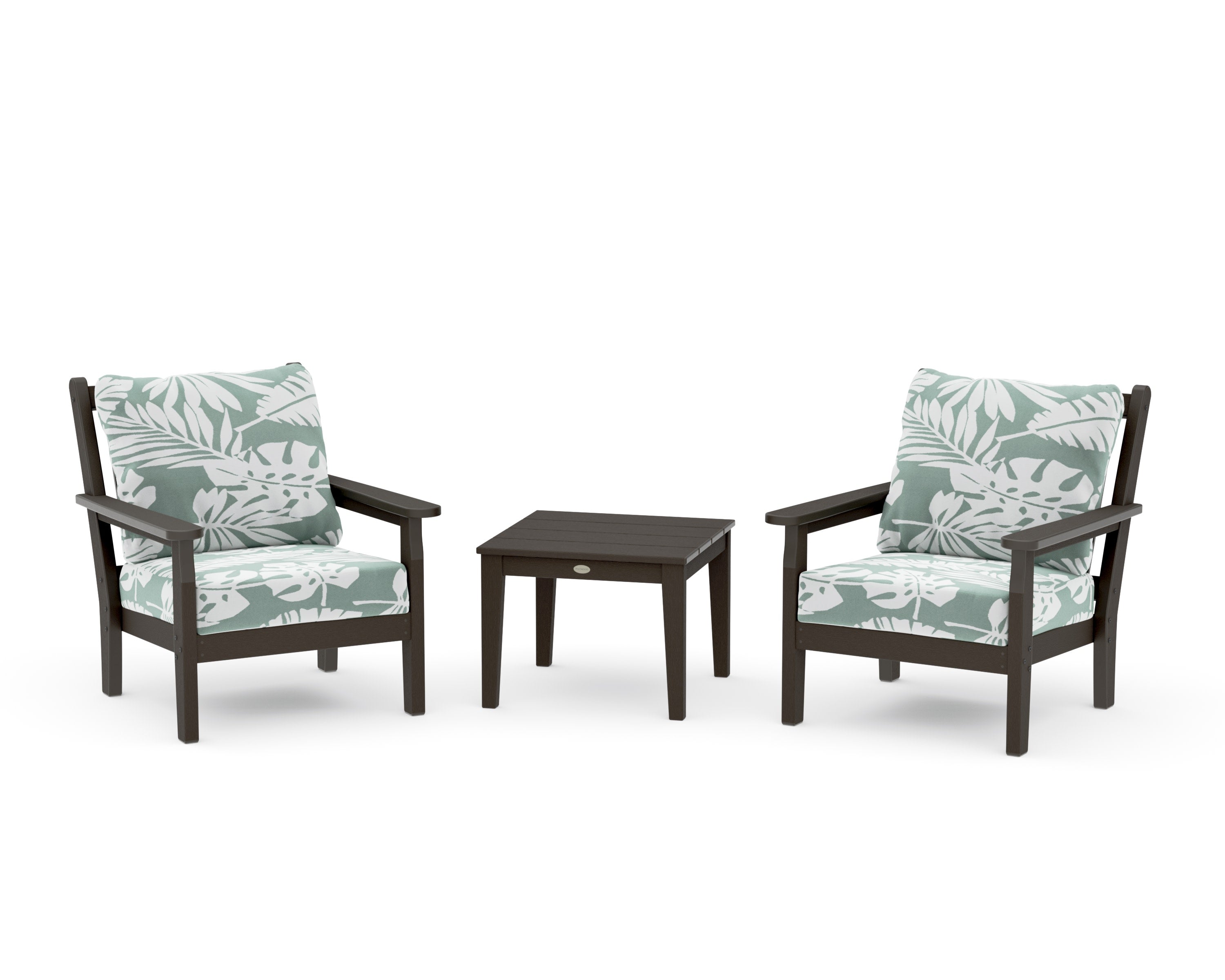Chippendale 3-Piece Deep Seating Set in Vintage Coffee / Leaf Glacier Spa