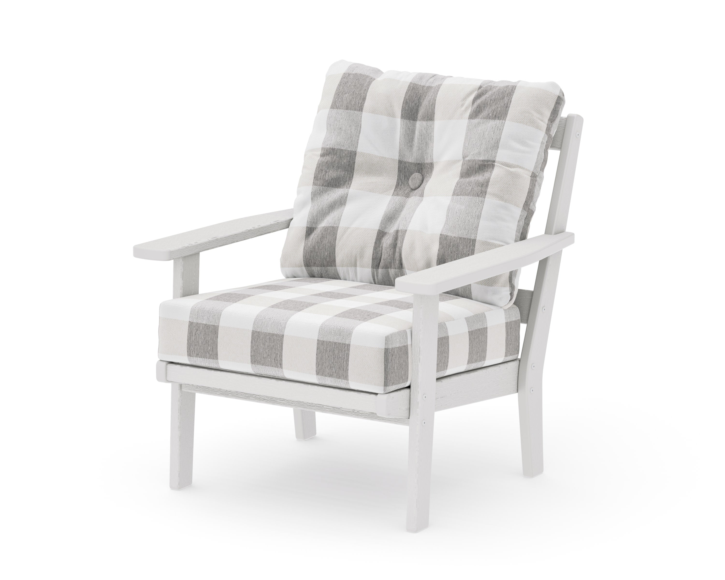 Prairie Deep Seating Chair in Vintage White / Buffalo Plaid Grey Mist