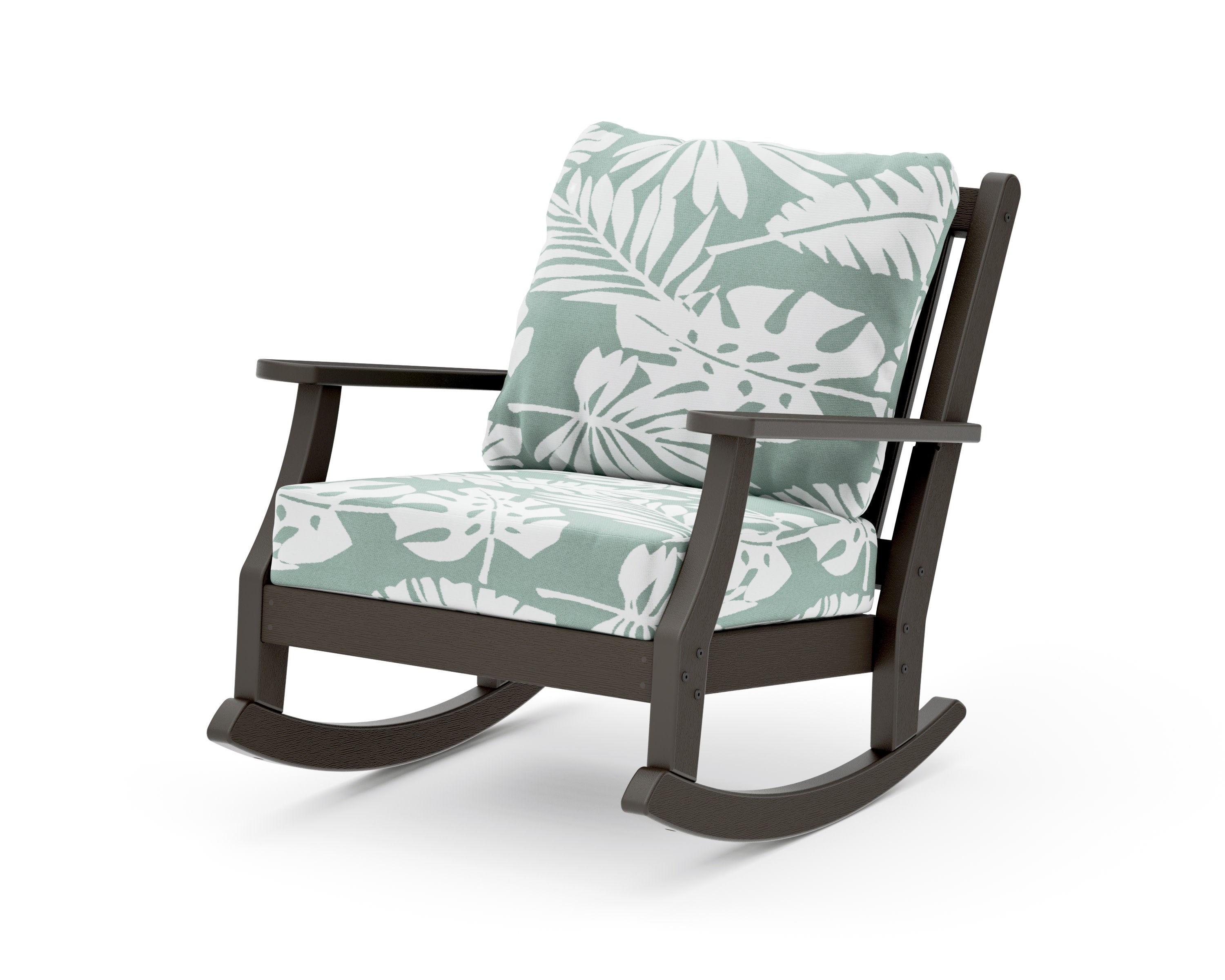 Wovendale Deep Seating Rocking Chair in Vintage Coffee / Leaf Glacier Spa
