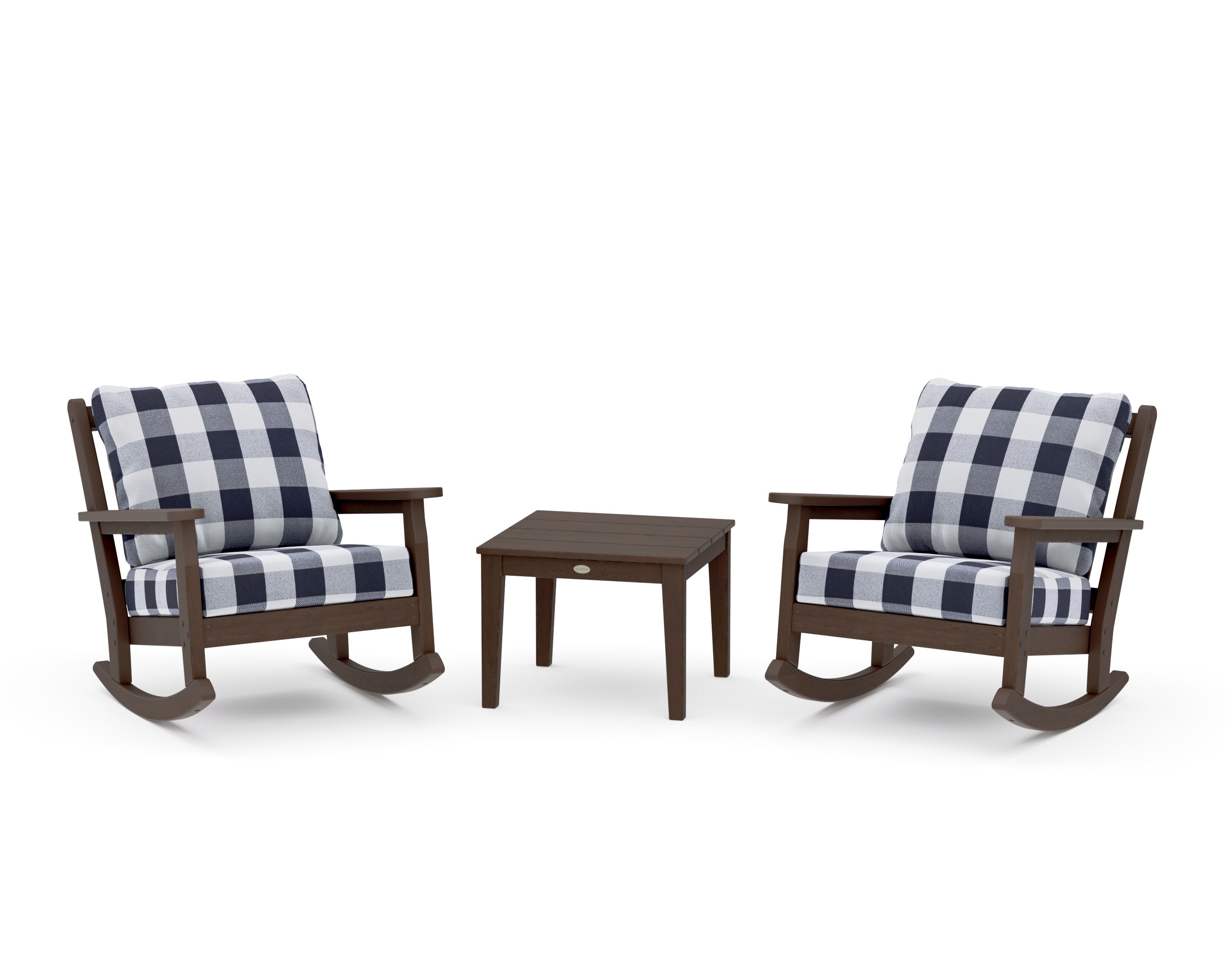 Chippendale 3-Piece Deep Seating Rocker Set in Kona / Buffalo Plaid Navy