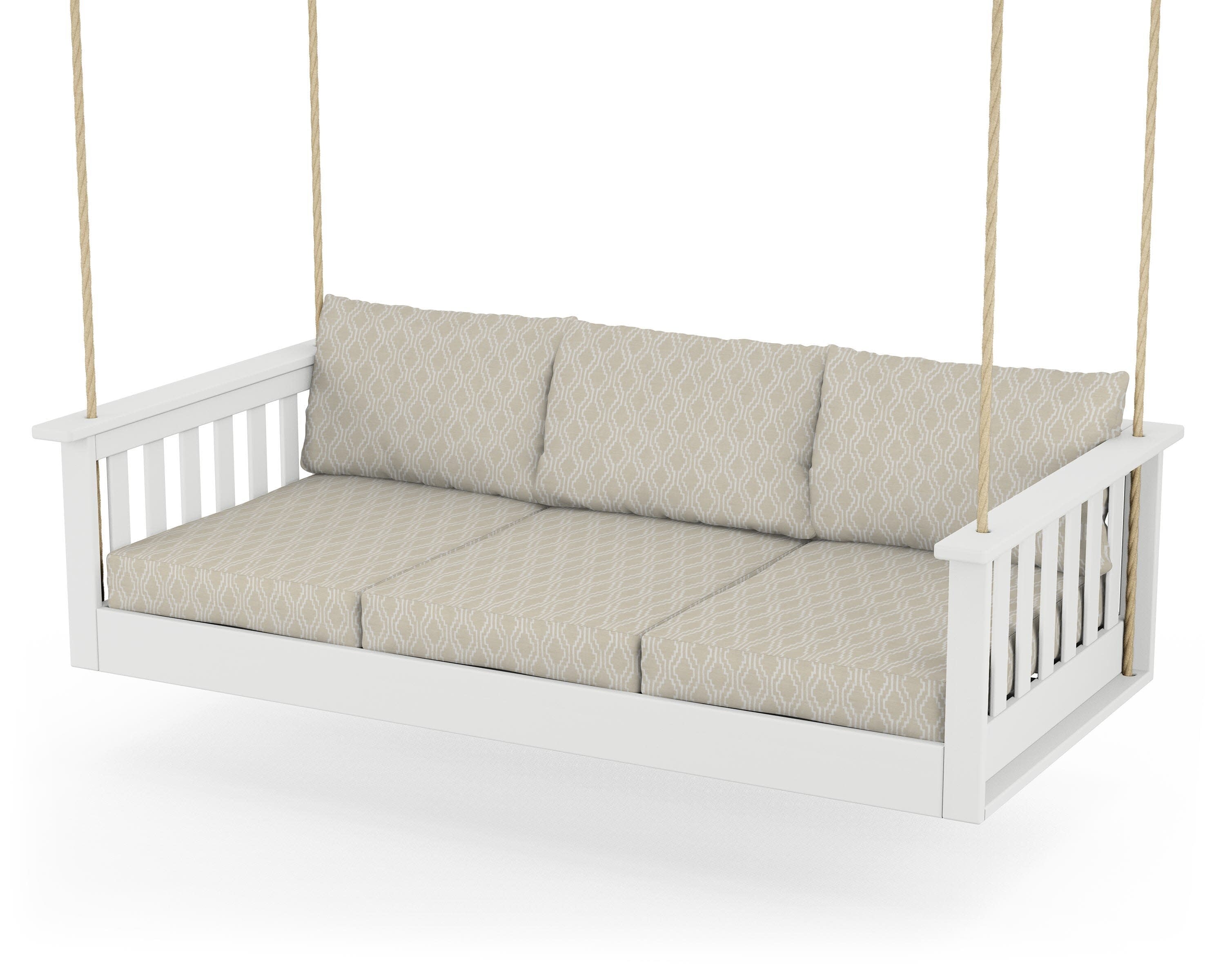 Vineyard Daybed Swing in White / Solve Linen