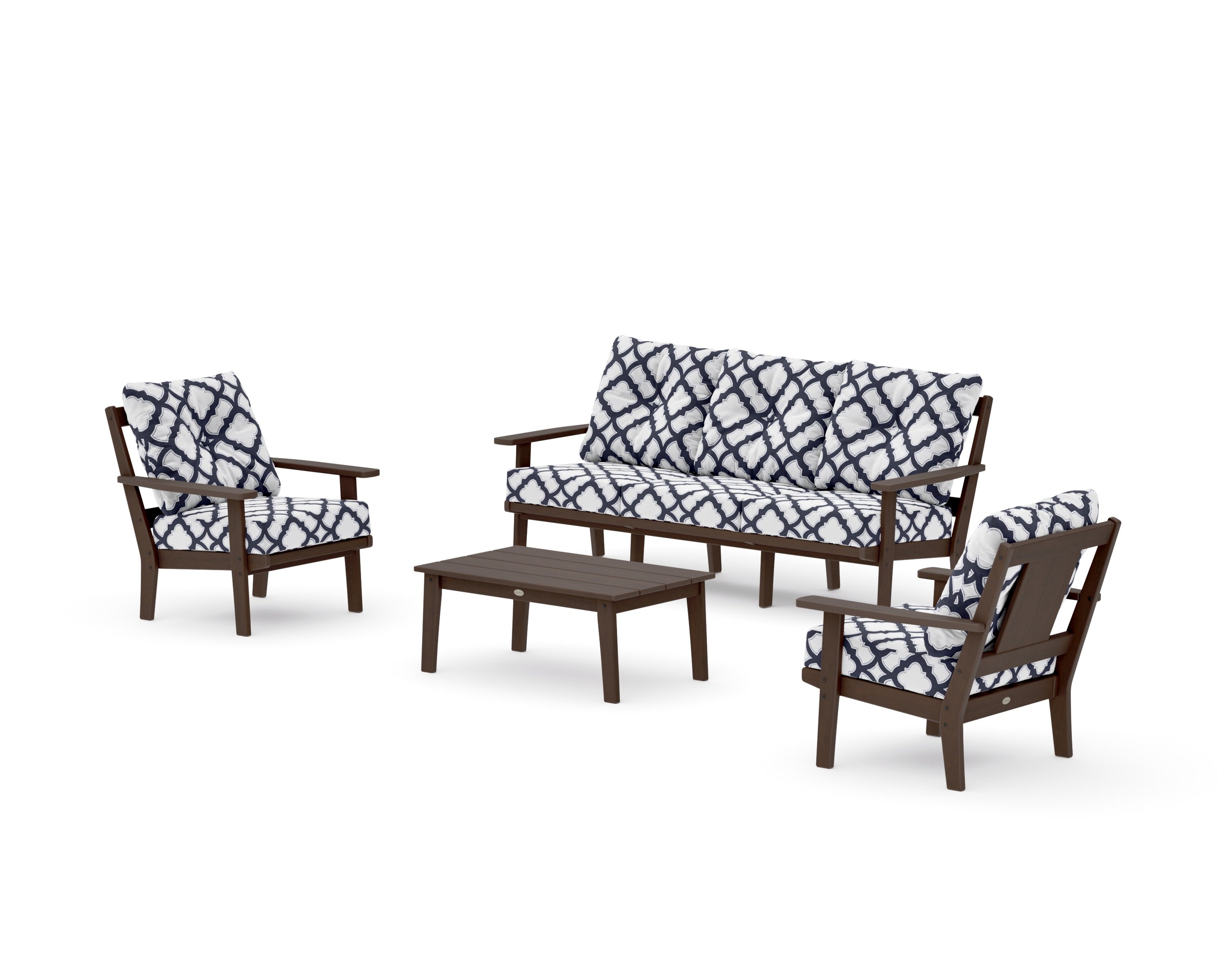 Prairie 4-Piece Deep Seating Set with Sofa in Kona / Trellis Navy