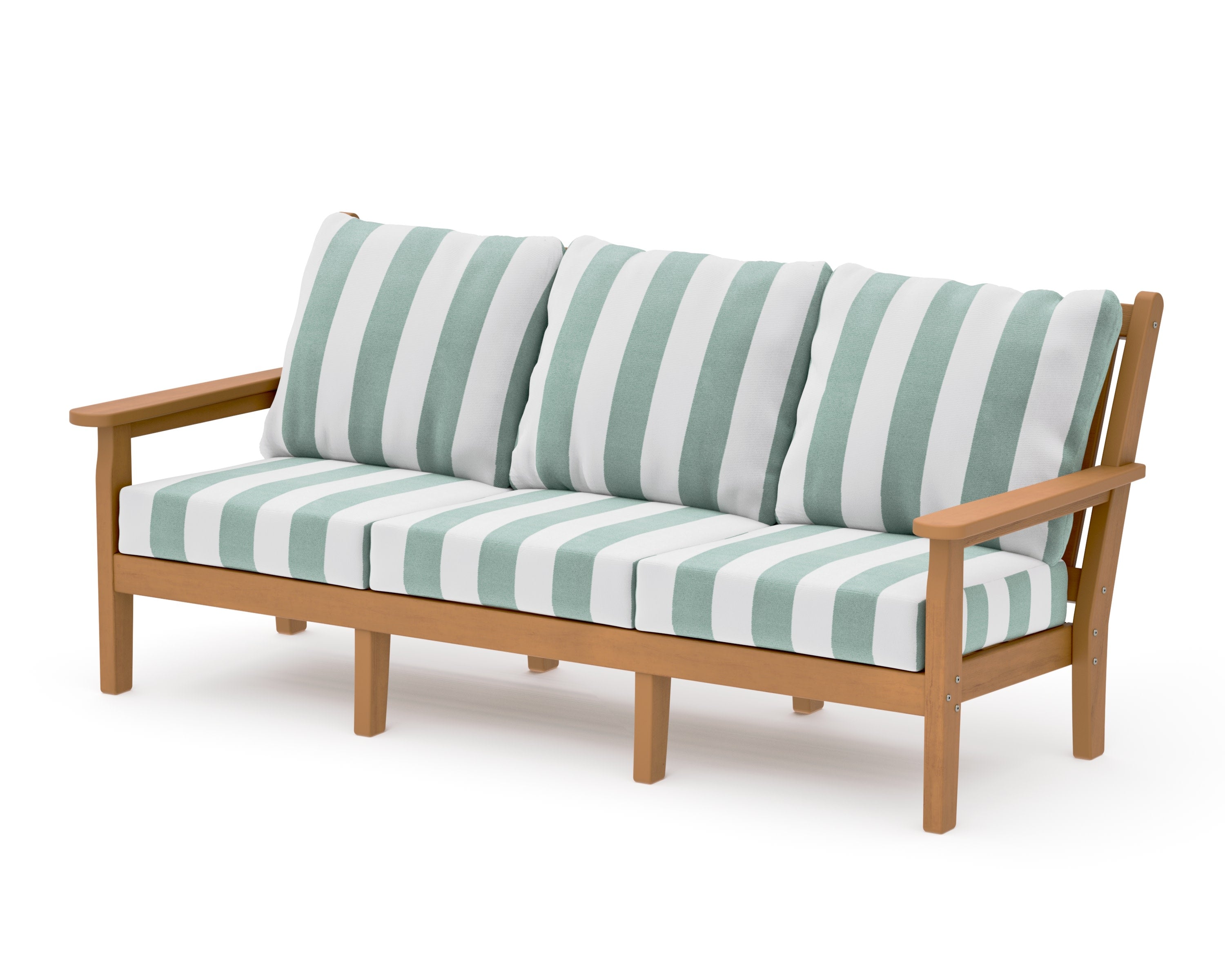Chippendale Deep Seating Sofa in Natural / Cabana Stripe Glacier Spa