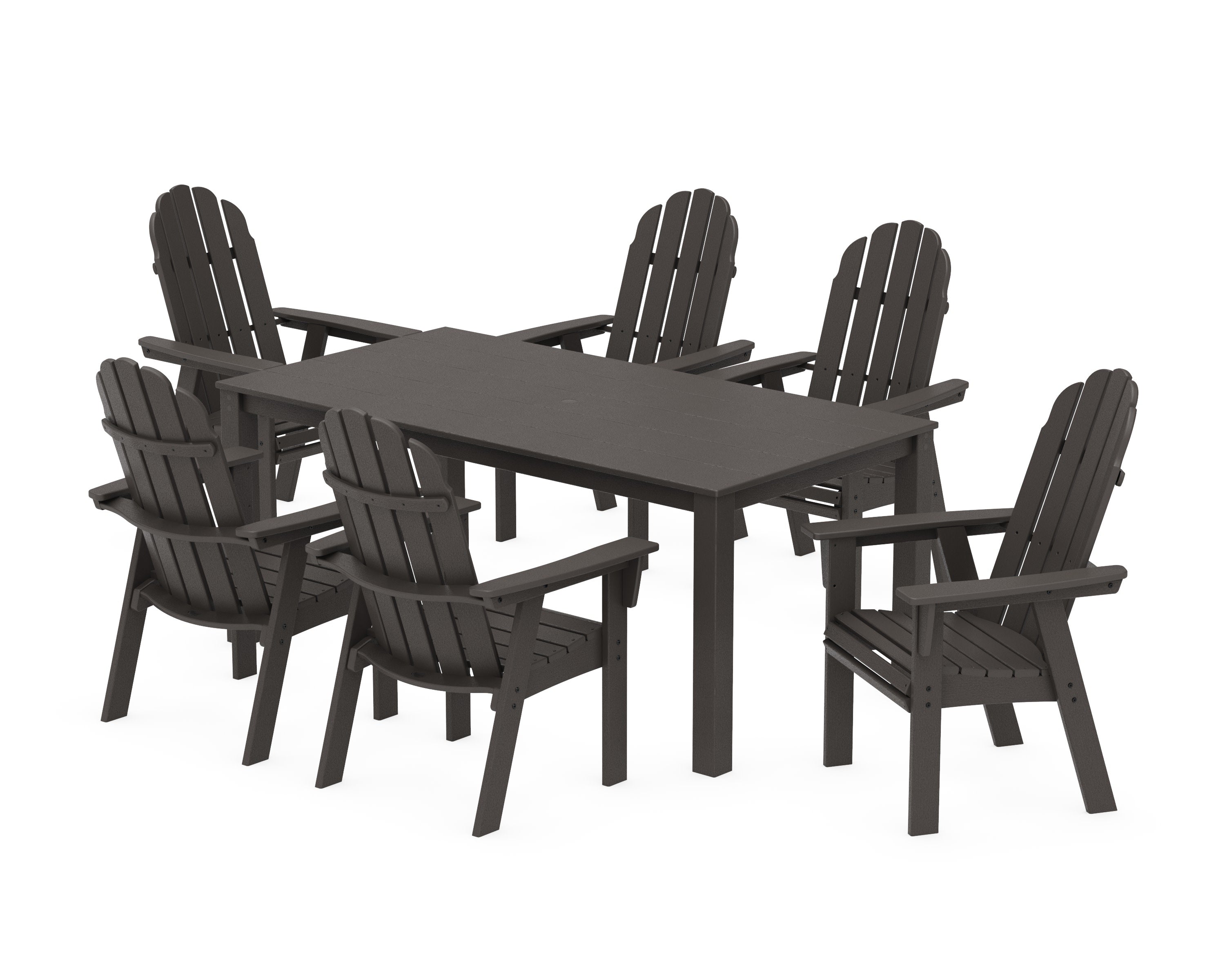 Vineyard Curveback Adirondack 7-Piece Parsons Dining Set in Vintage Coffee