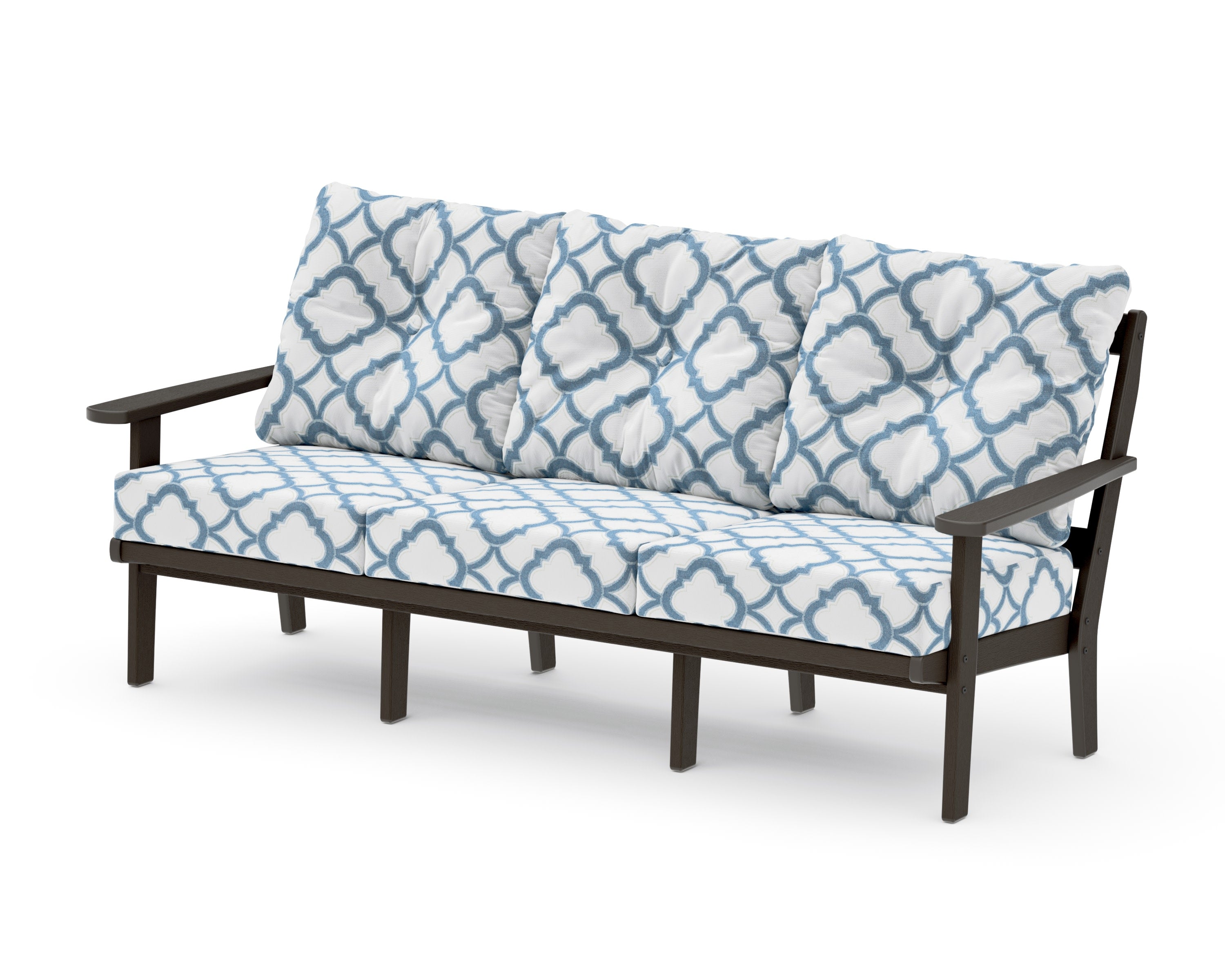 Mission Deep Seating Sofa in Vintage Coffee / Trellis Sky Blue
