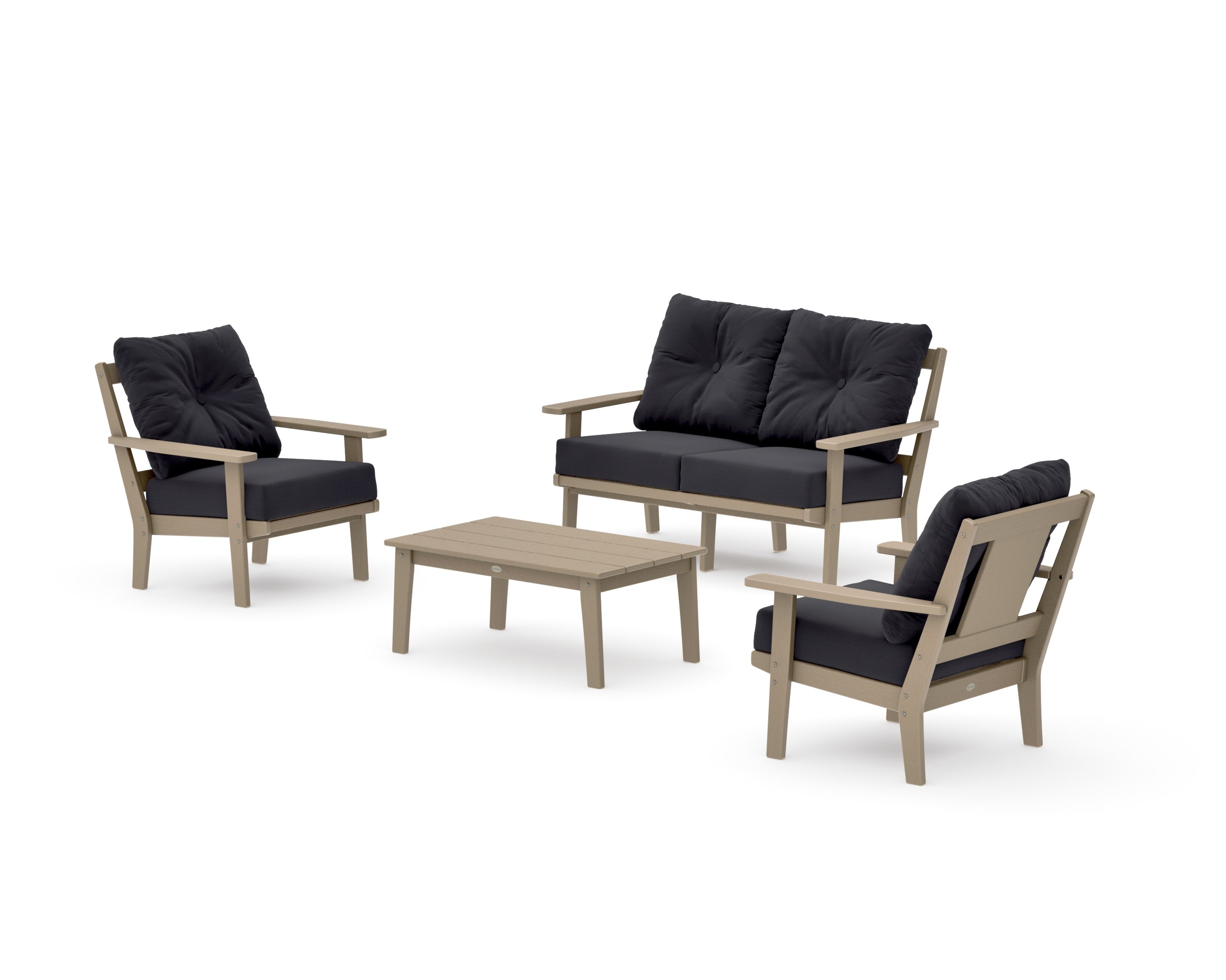 Prairie 4-Piece Deep Seating Set with Loveseat in Vintage Sahara / Midnight Linen