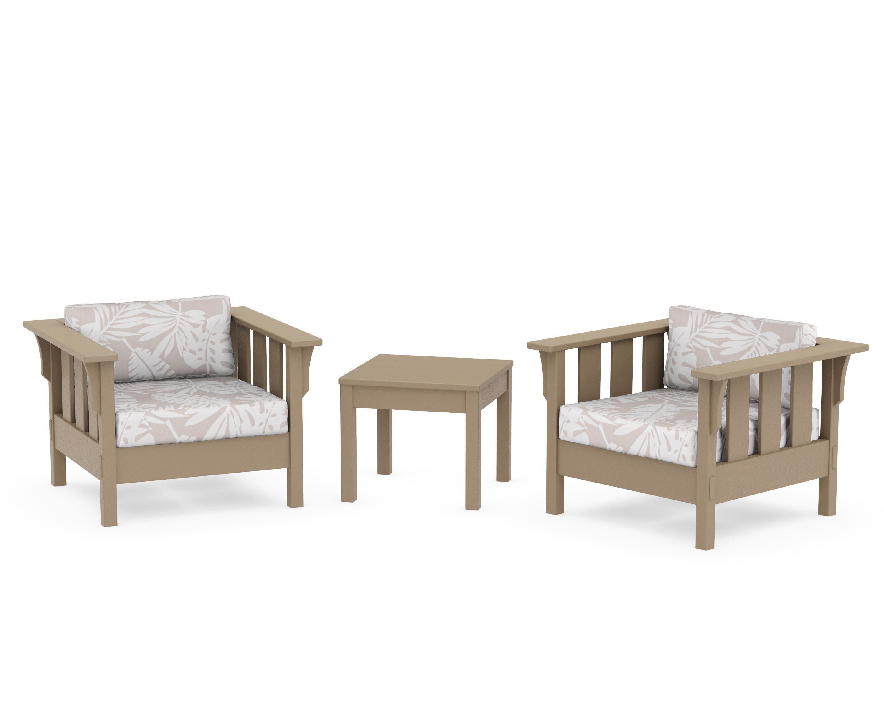 Acadia 3-Piece Deep Seating Set in Vintage Sahara / Leaf Dune Burlap