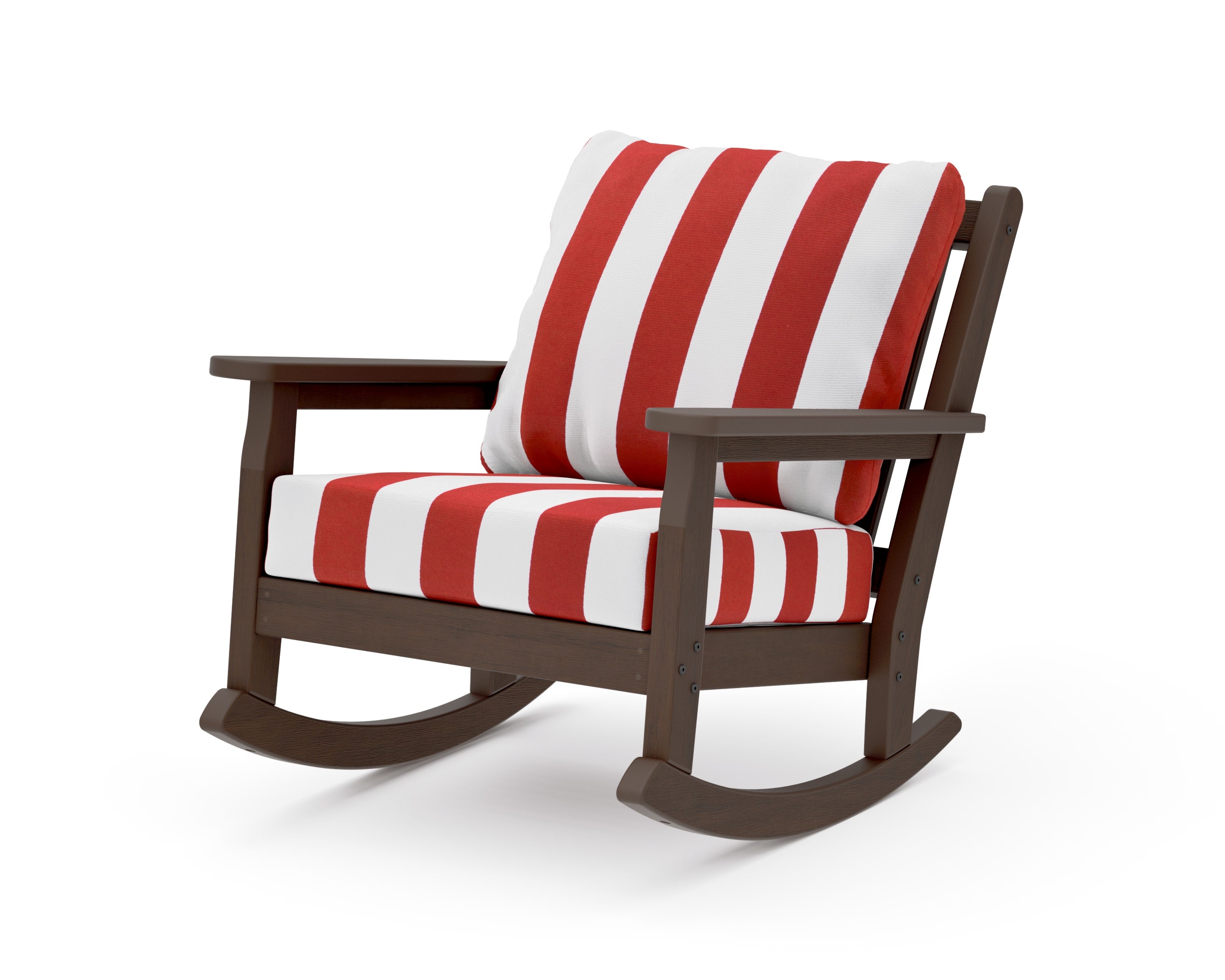 Chippendale Deep Seating Rocking Chair in Kona / Cabana Stripe Crimson
