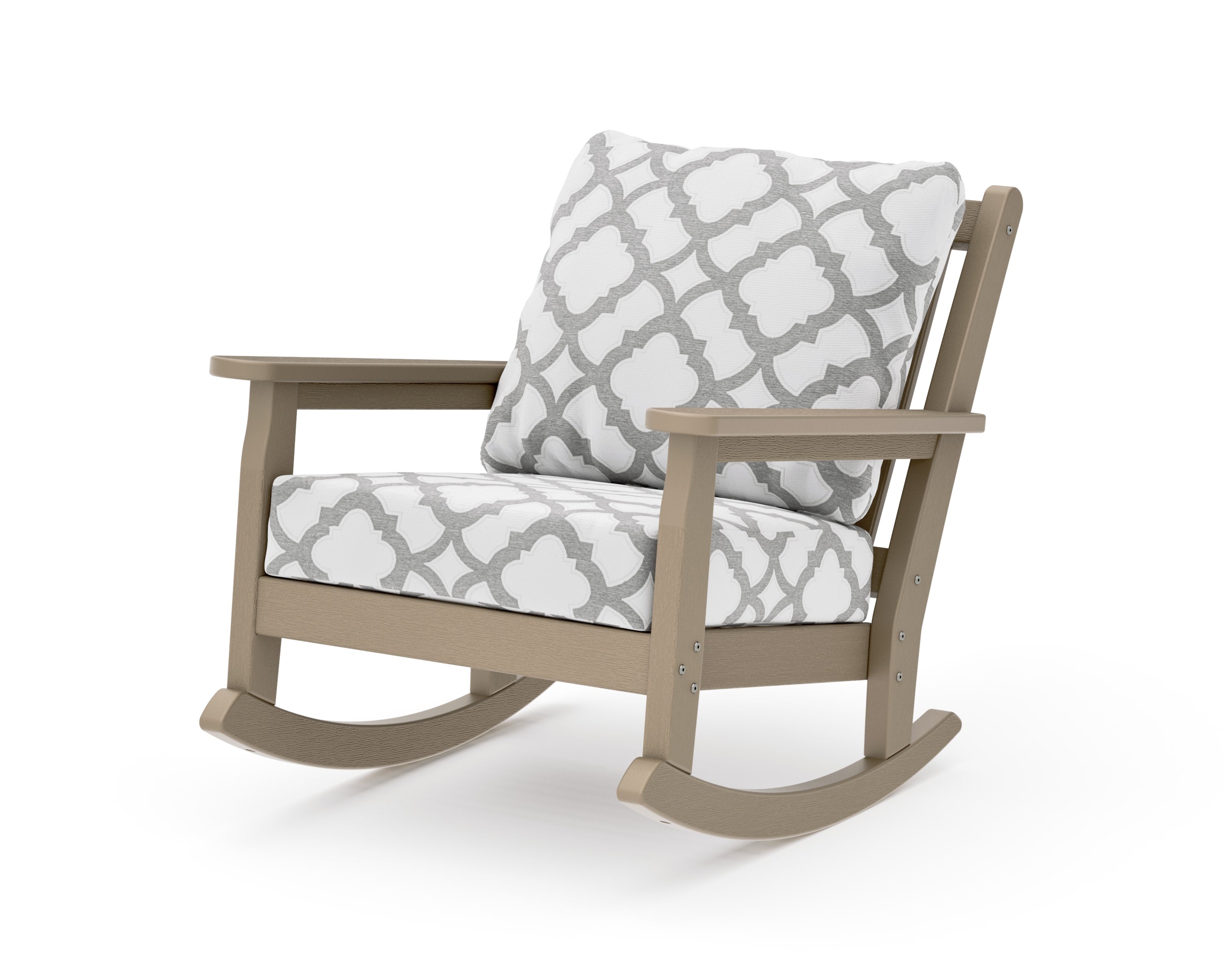 Chippendale Deep Seating Rocking Chair in Vintage Sahara / Trellis Grey Mist