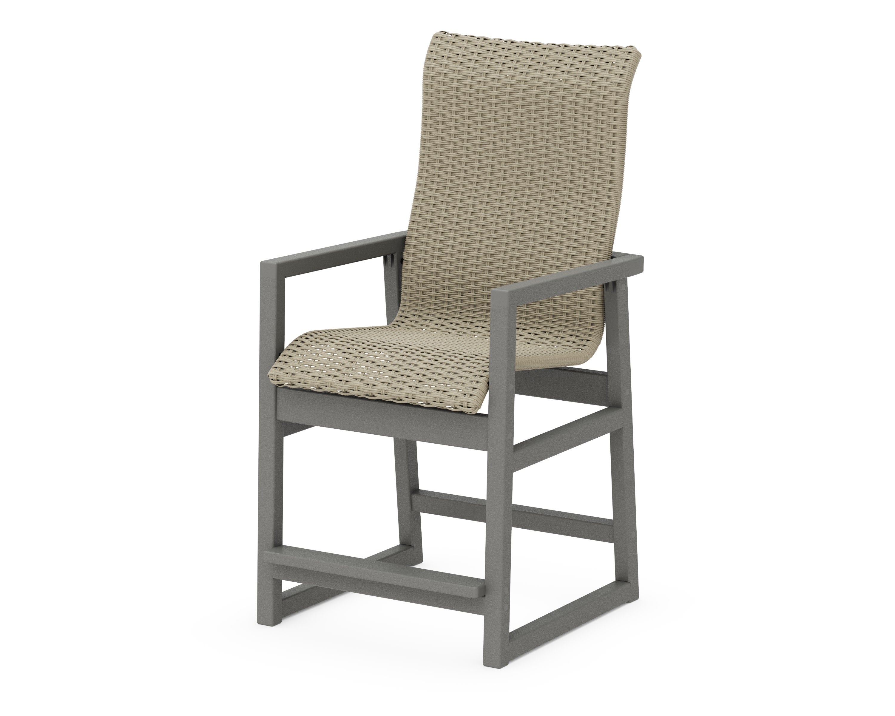 EDGE Woven High-Back Counter Arm Chair in Slate Grey / Dune Grass