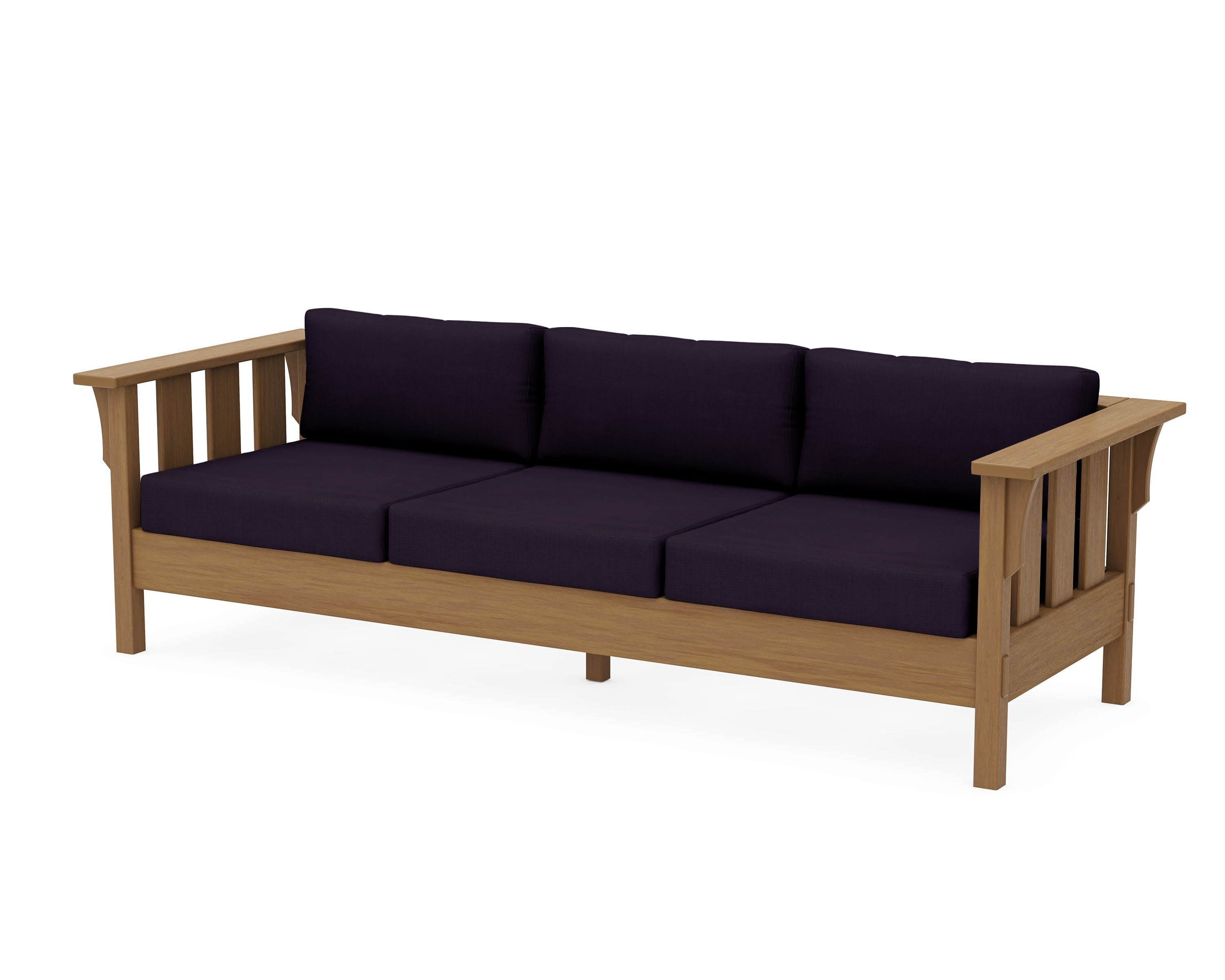 Acadia Deep Seating Sofa in Natural / Navy Linen