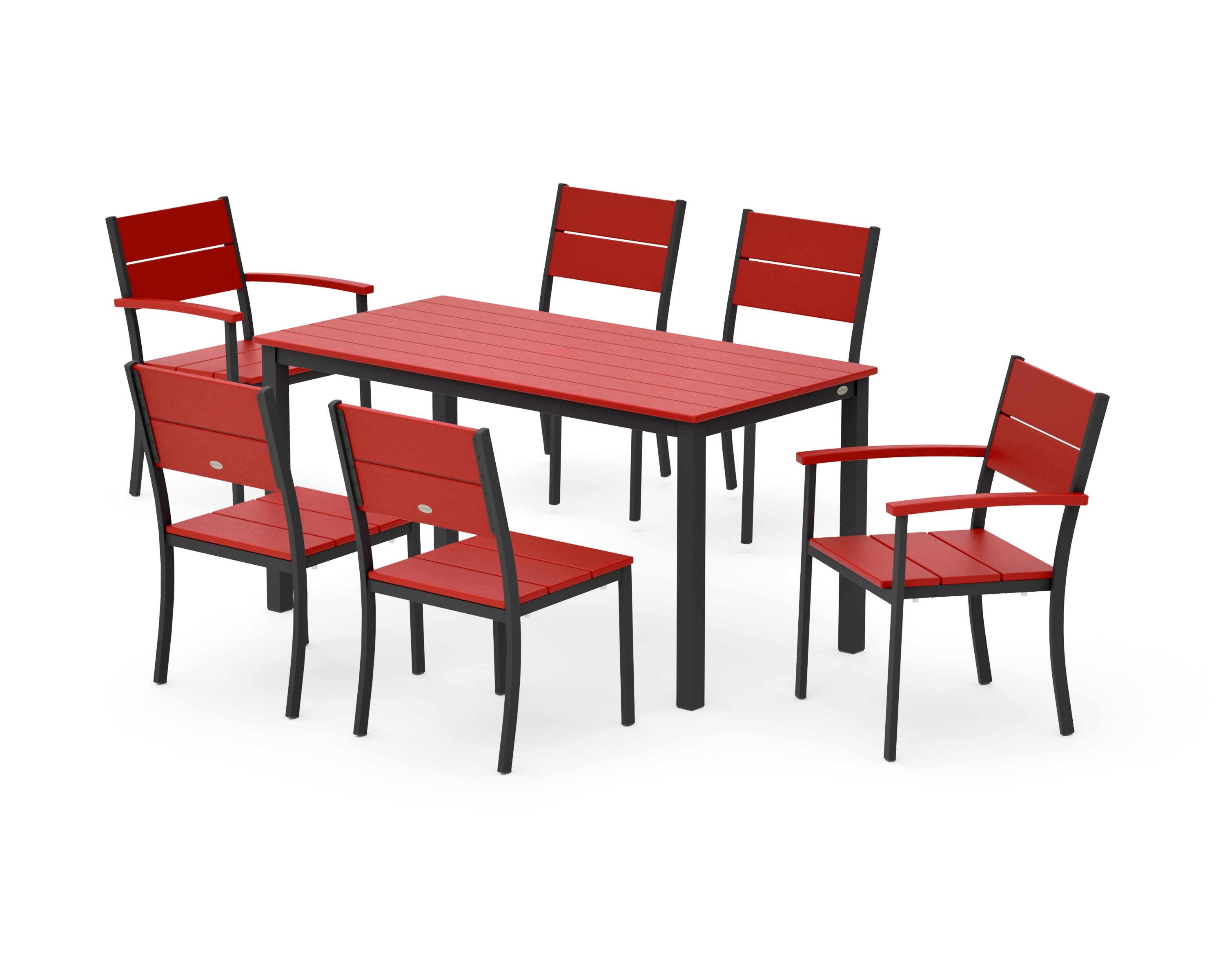 Main Street 7-Piece Dining Set in Black / Sunset Red
