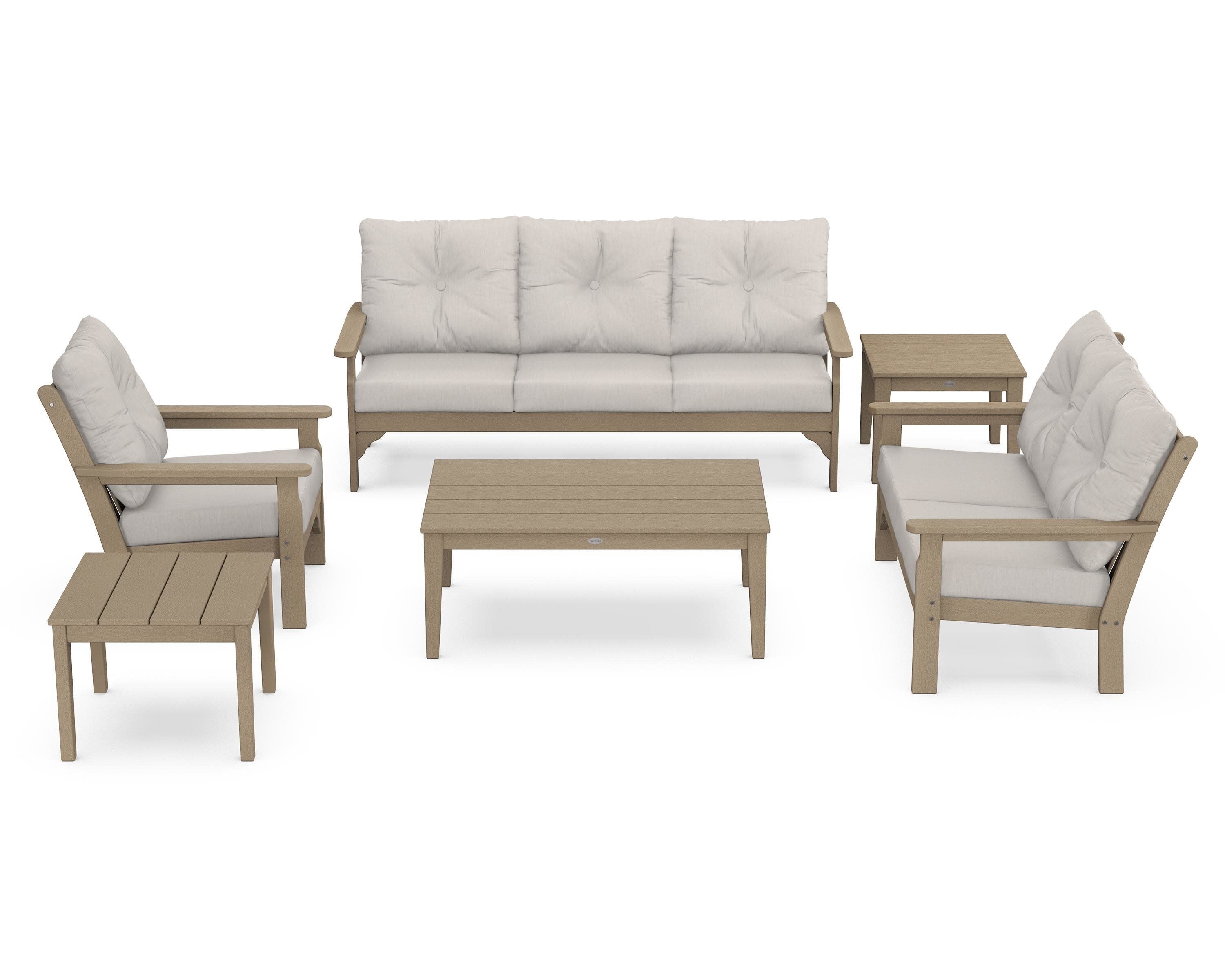 Vineyard 6-Piece Deep Seating Set in Vintage Sahara / Cast Ash