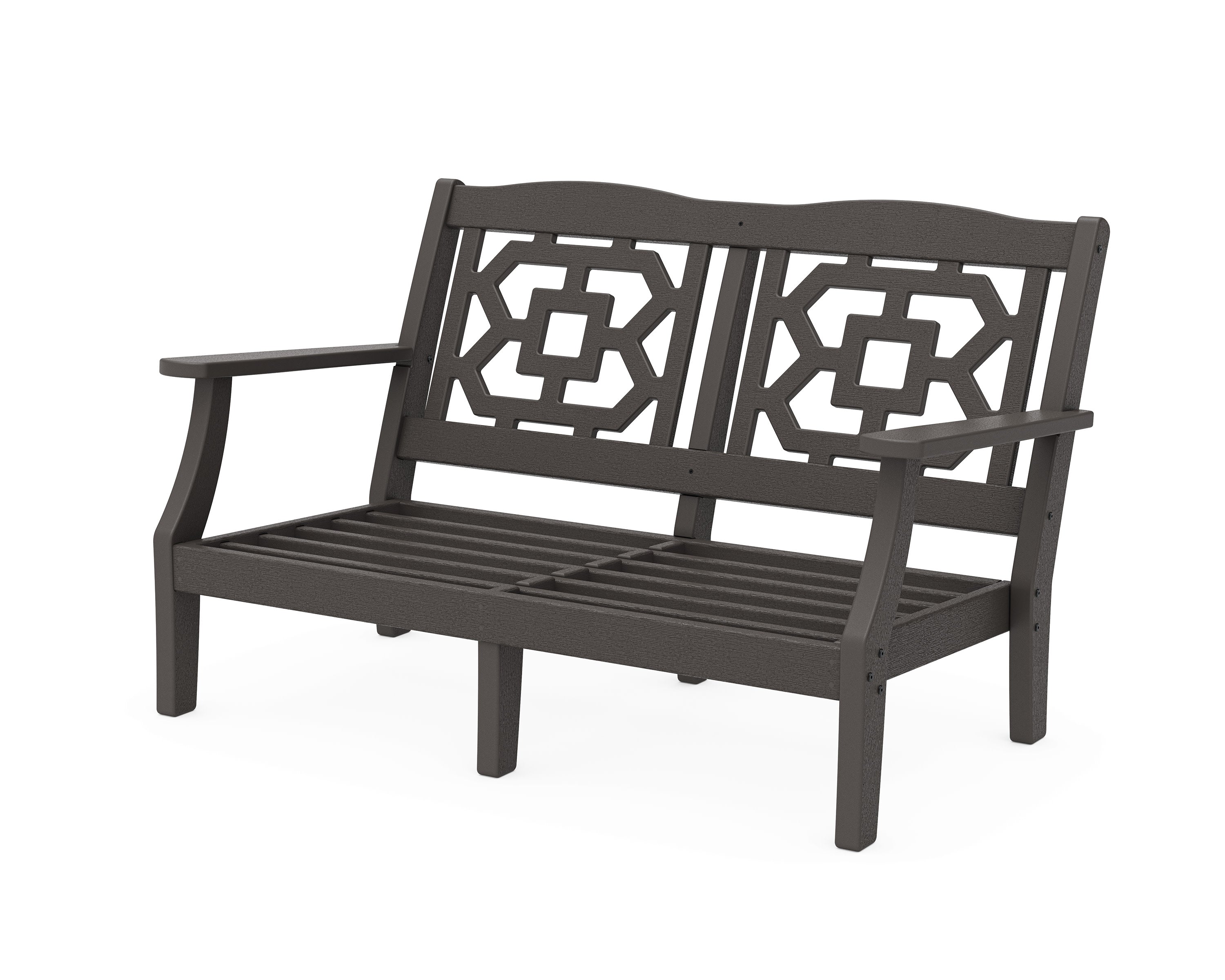 Chinoiserie Deep Seating Loveseat Frame in Vintage Coffee