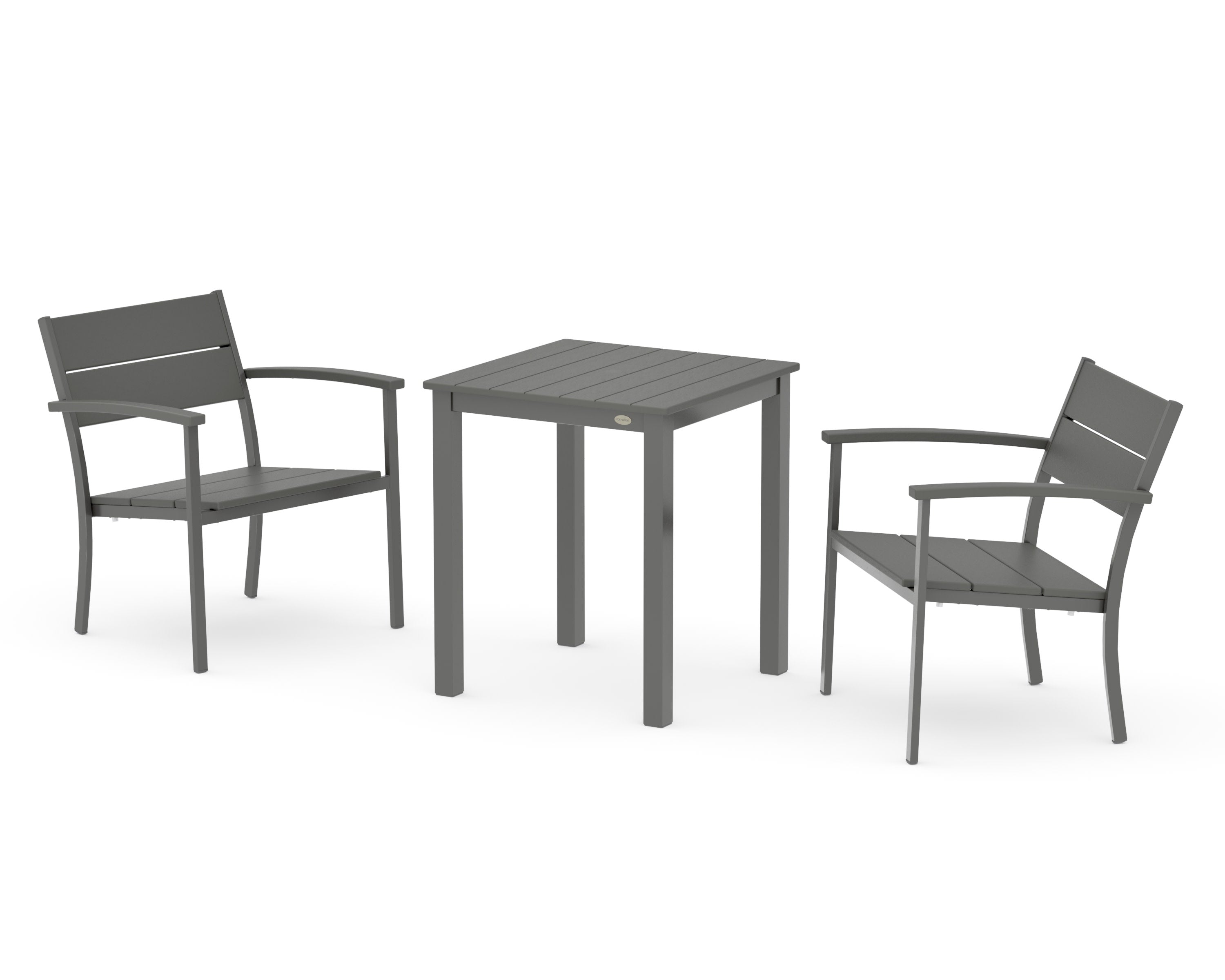 Main Street 3-Piece Square Dining Set in Charcoal / Slate Grey