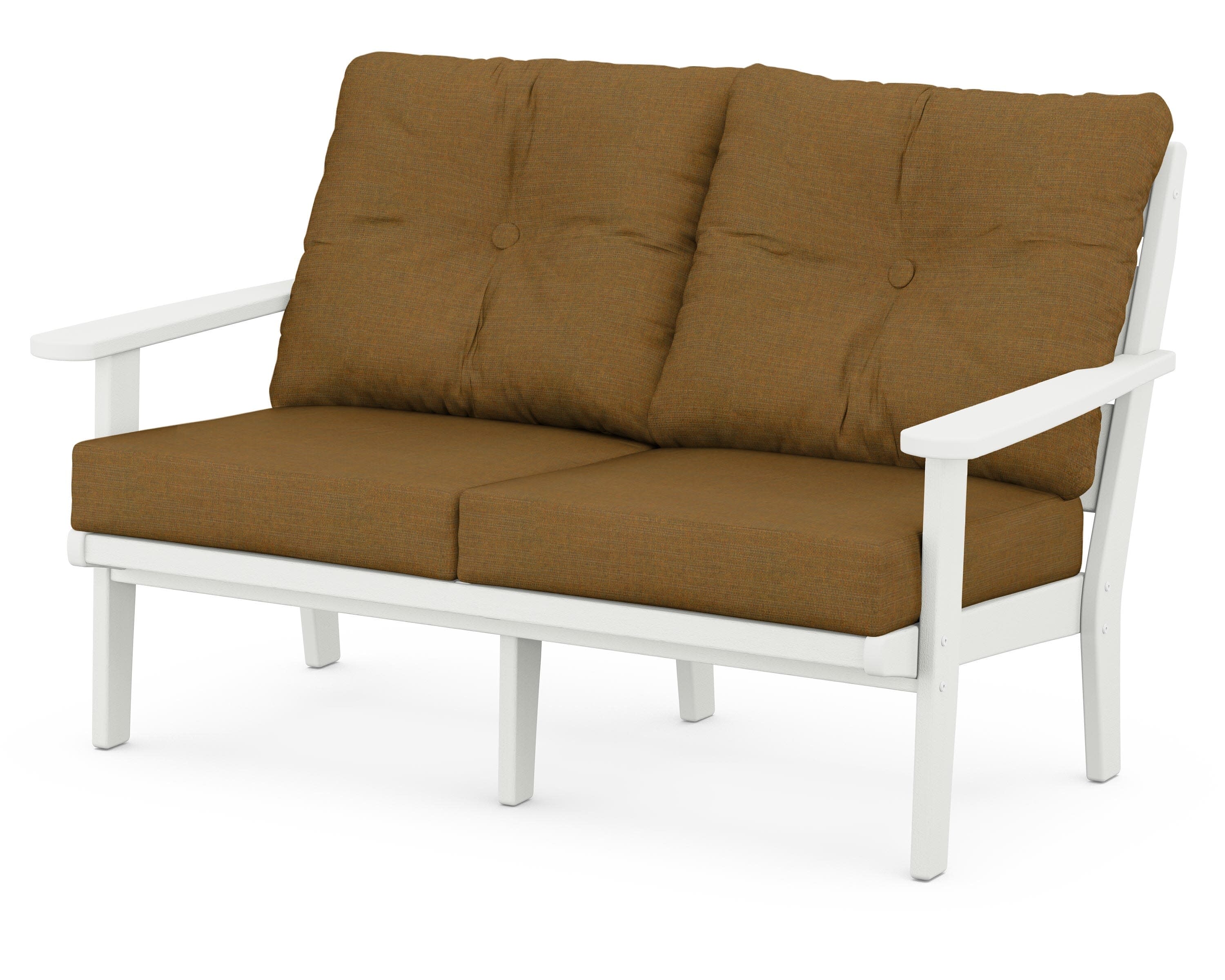 Lakeside Deep Seating Loveseat in Vintage White / Exhale Teak