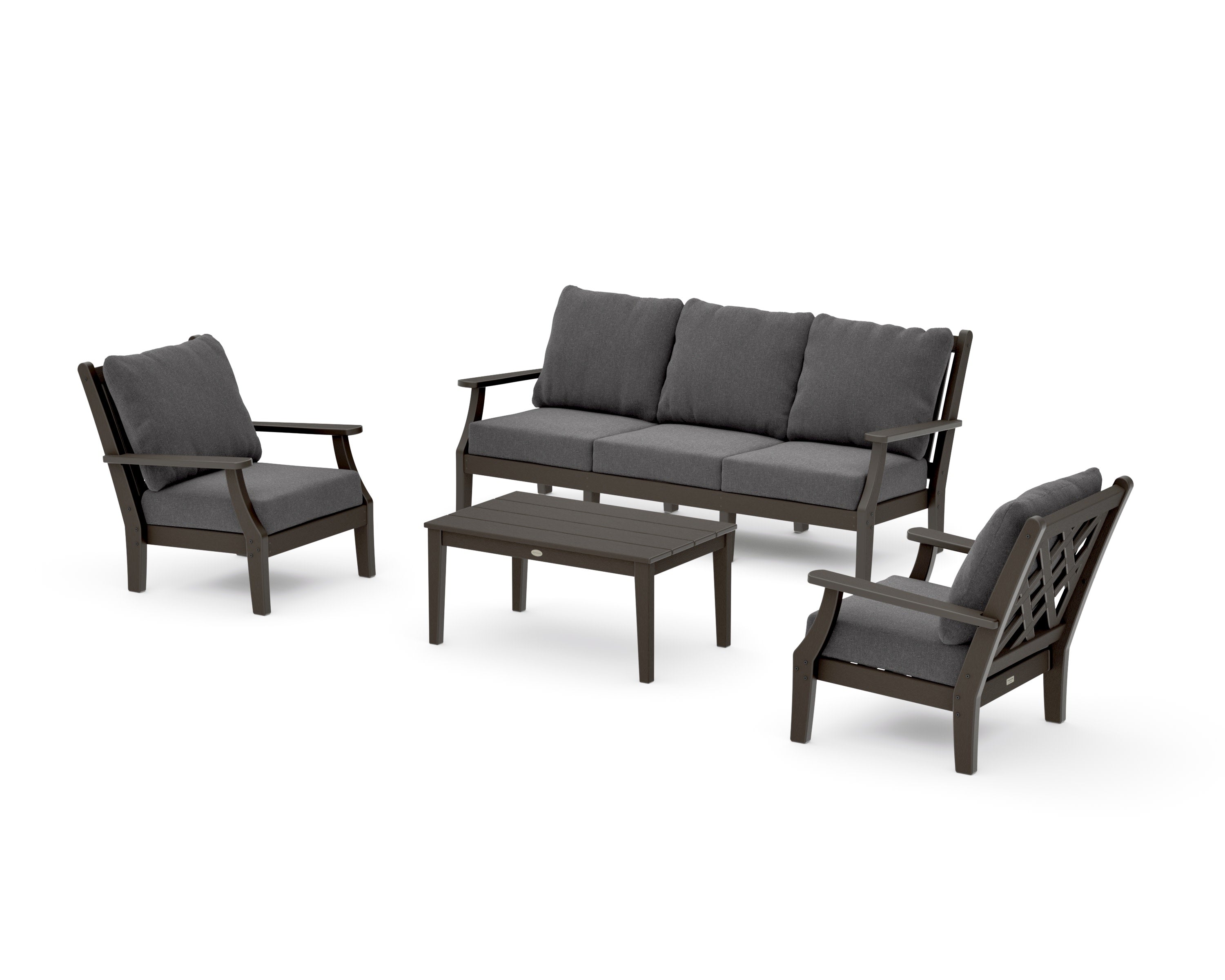 Wovendale 4-Piece Deep Seating Set with Sofa in Vintage Coffee / Ash Charcoal