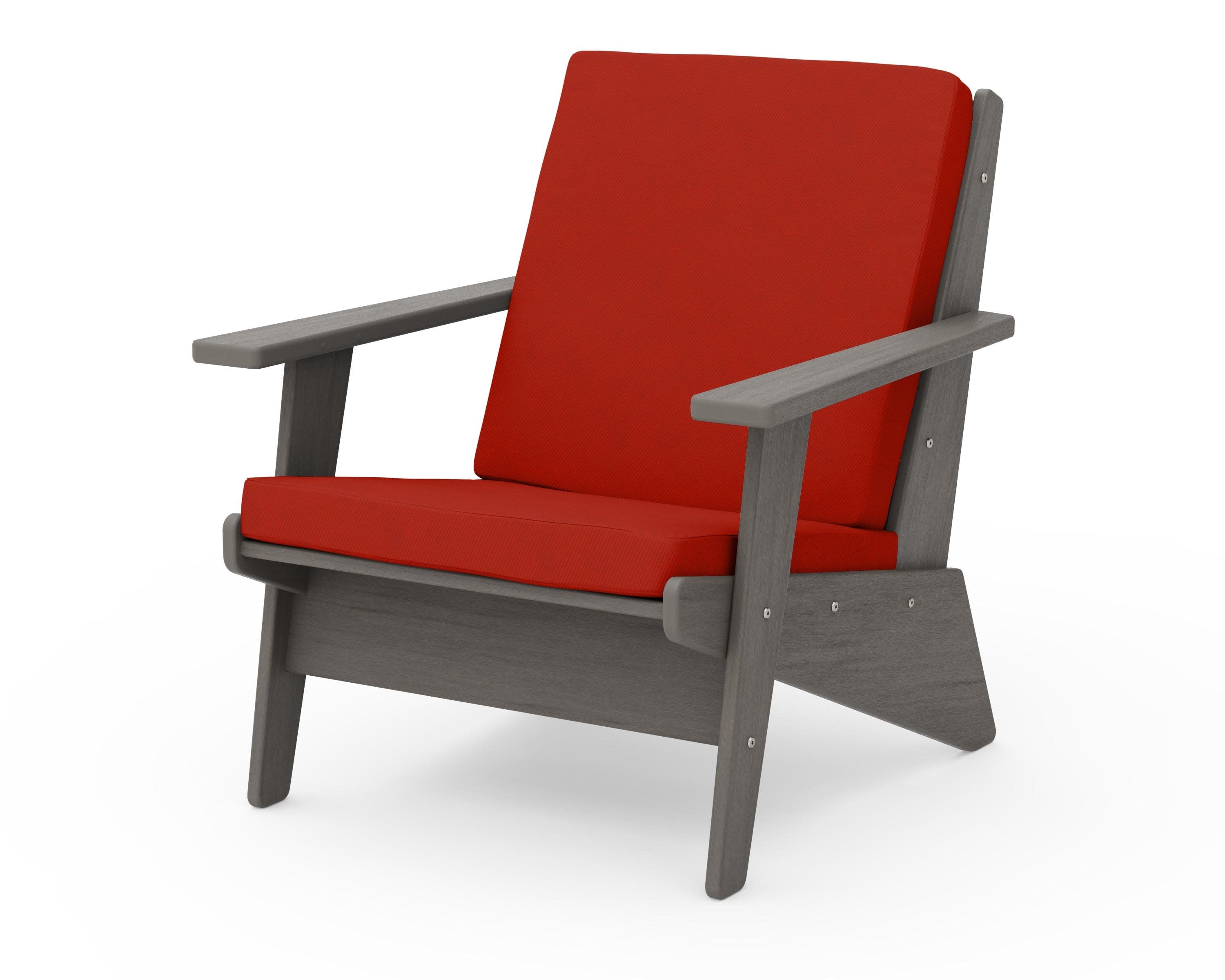 Riviera Modern Lounge Chair in Driftwood / Canvas Jockey Red