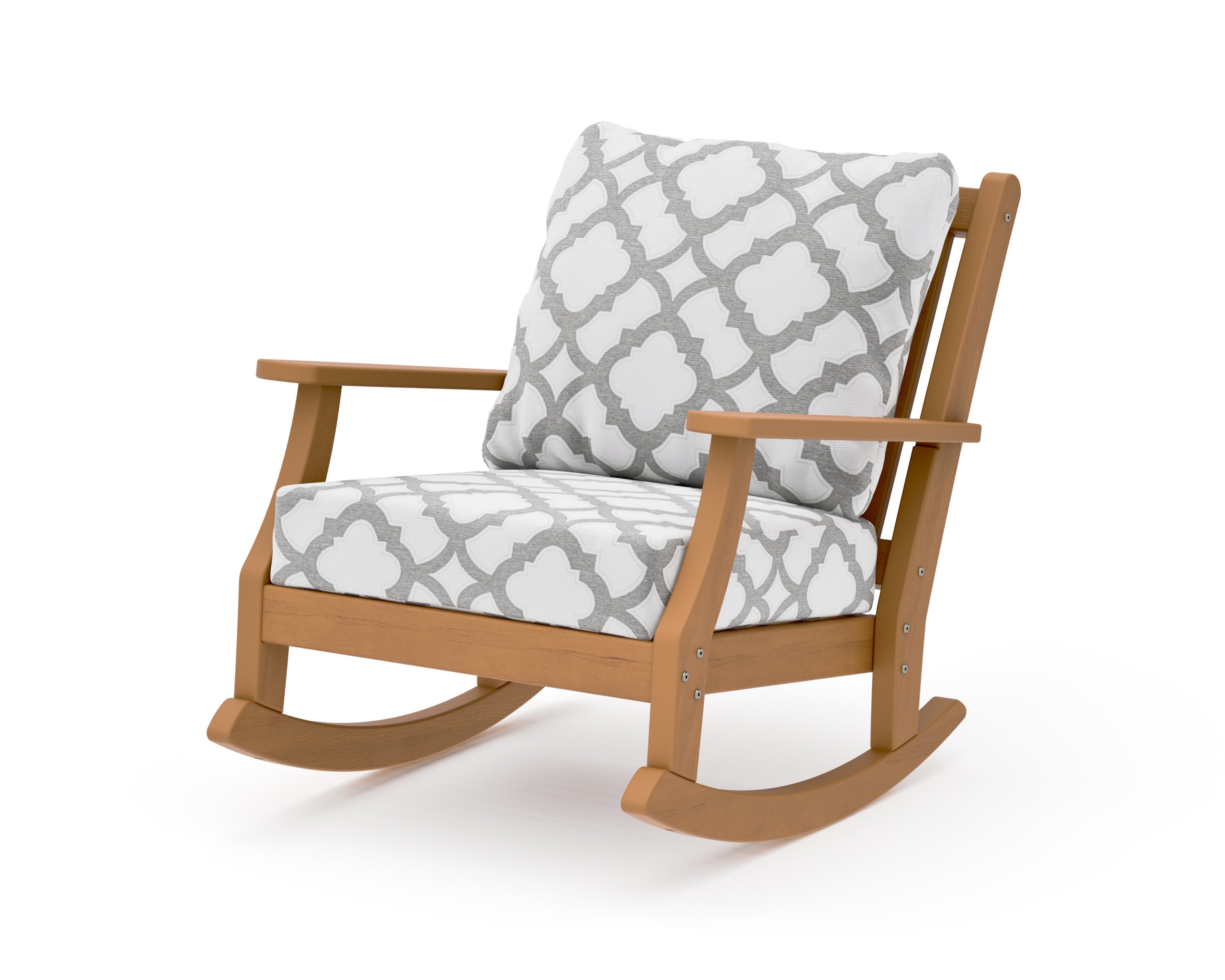 Wovendale Deep Seating Rocking Chair in Natural / Trellis Grey Mist