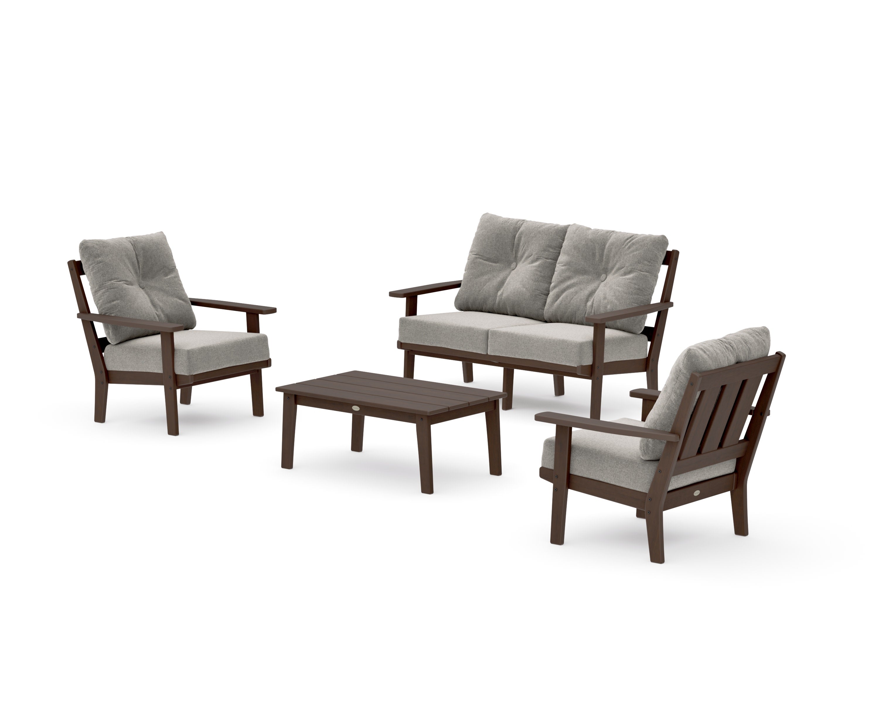 Oxford 4-Piece Deep Seating Set with Loveseat in Kona / Weathered Tweed