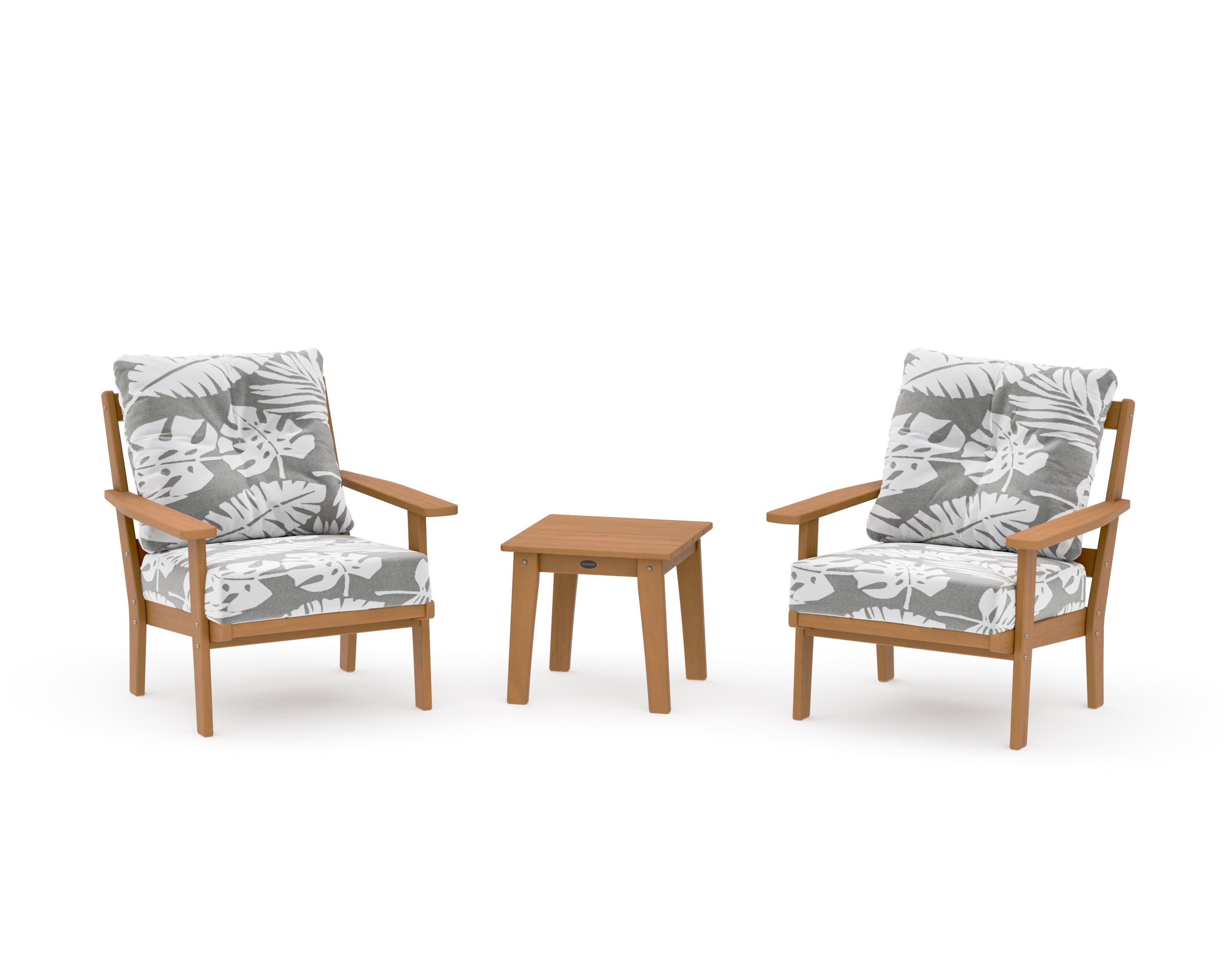 Oxford 3-Piece Deep Seating Set in Natural / Leaf Grey Mist