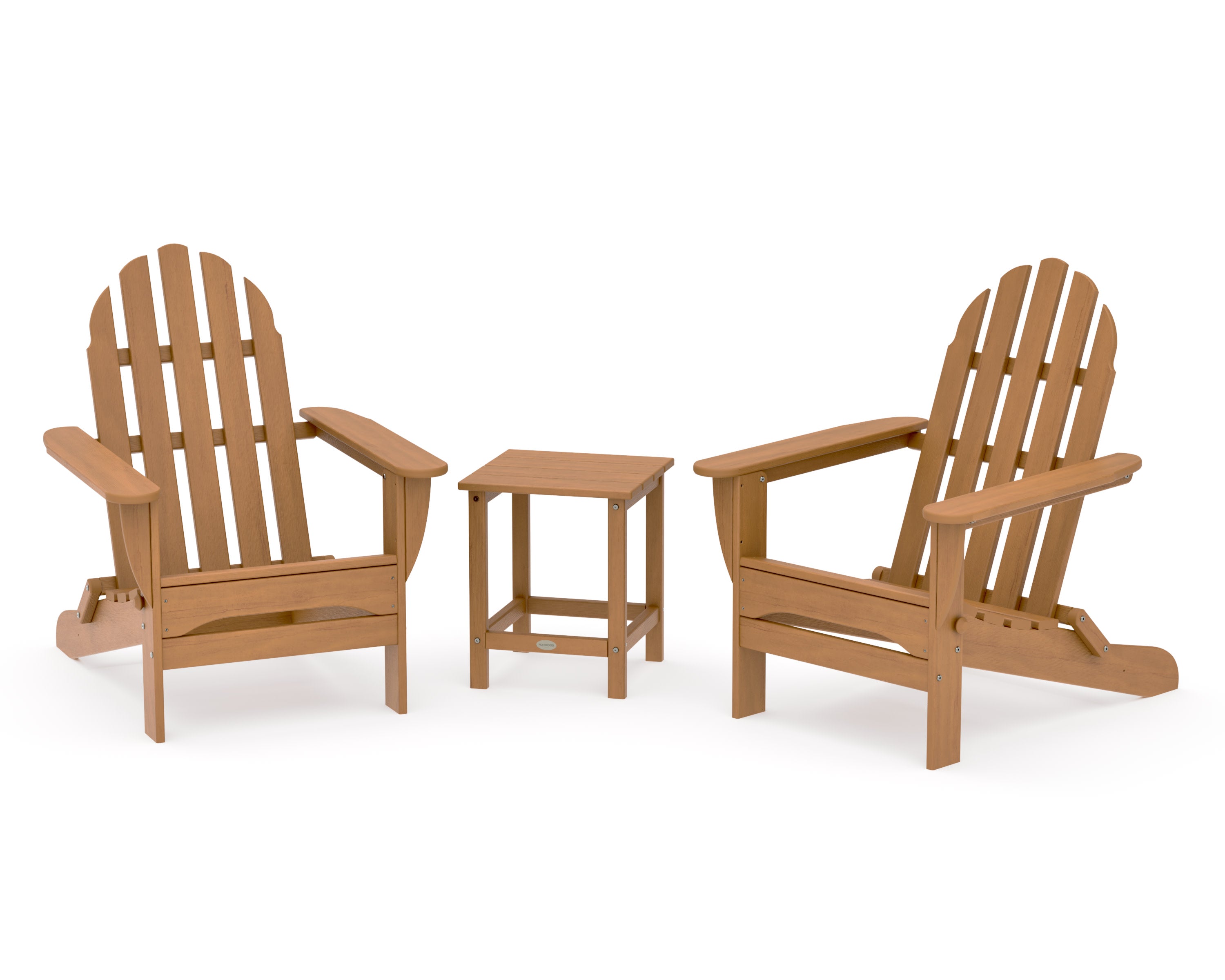 Classic Folding Adirondack 3-Piece Set with Long Island 18" Side Table in Natural