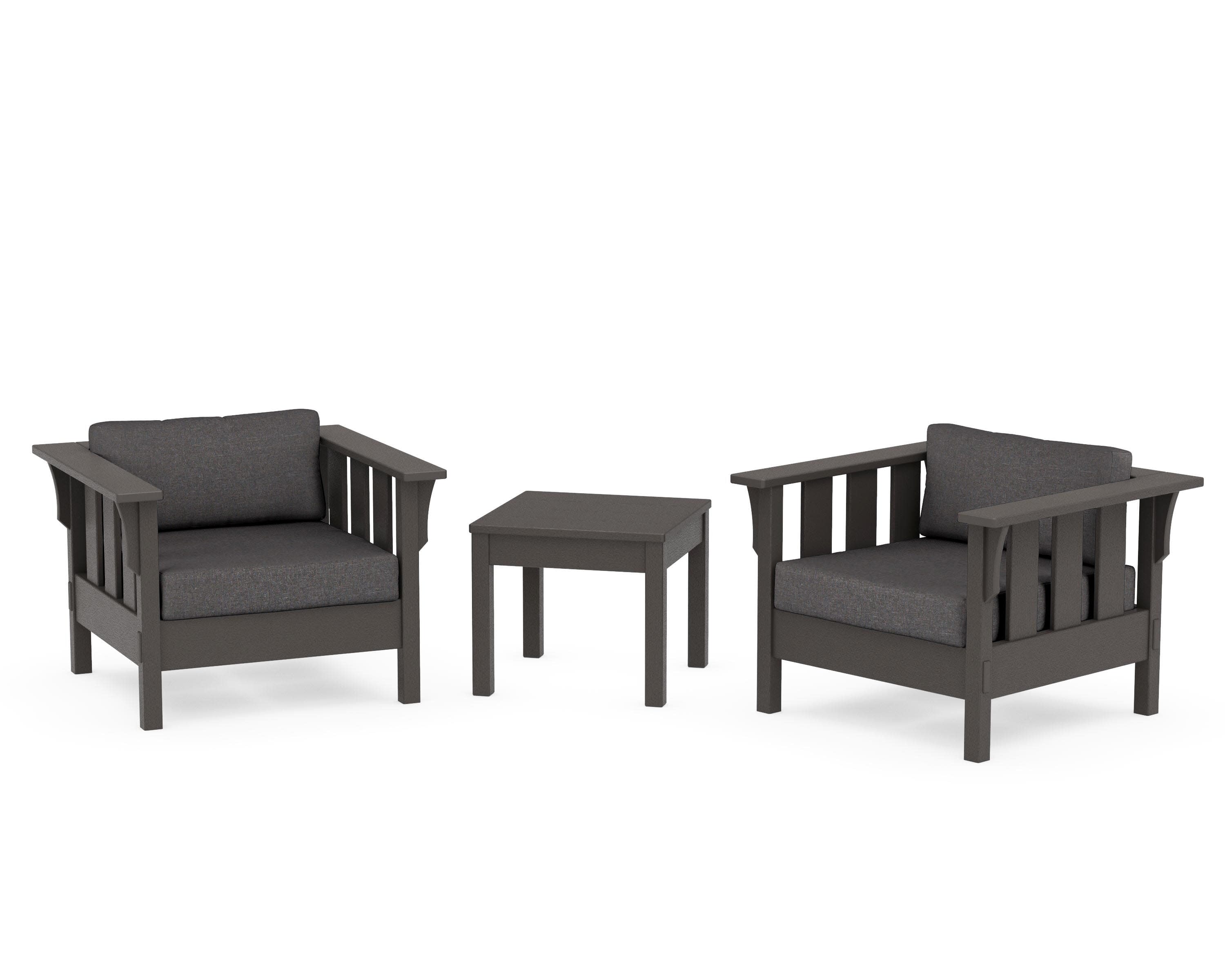 Acadia 3-Piece Deep Seating Set in Vintage Coffee / Ash Charcoal