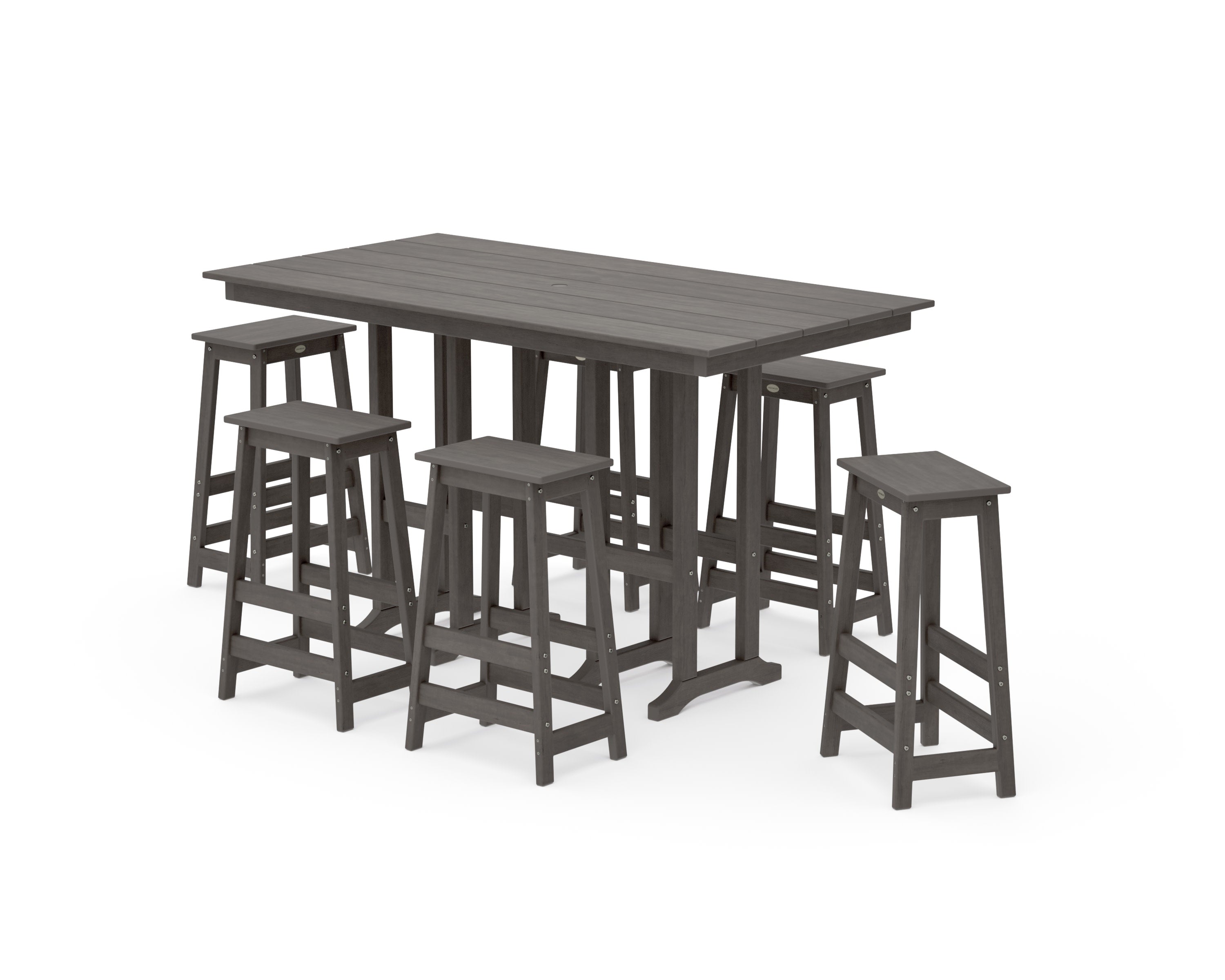 Modern Studio Bar Stool 7-Piece Set in Driftwood