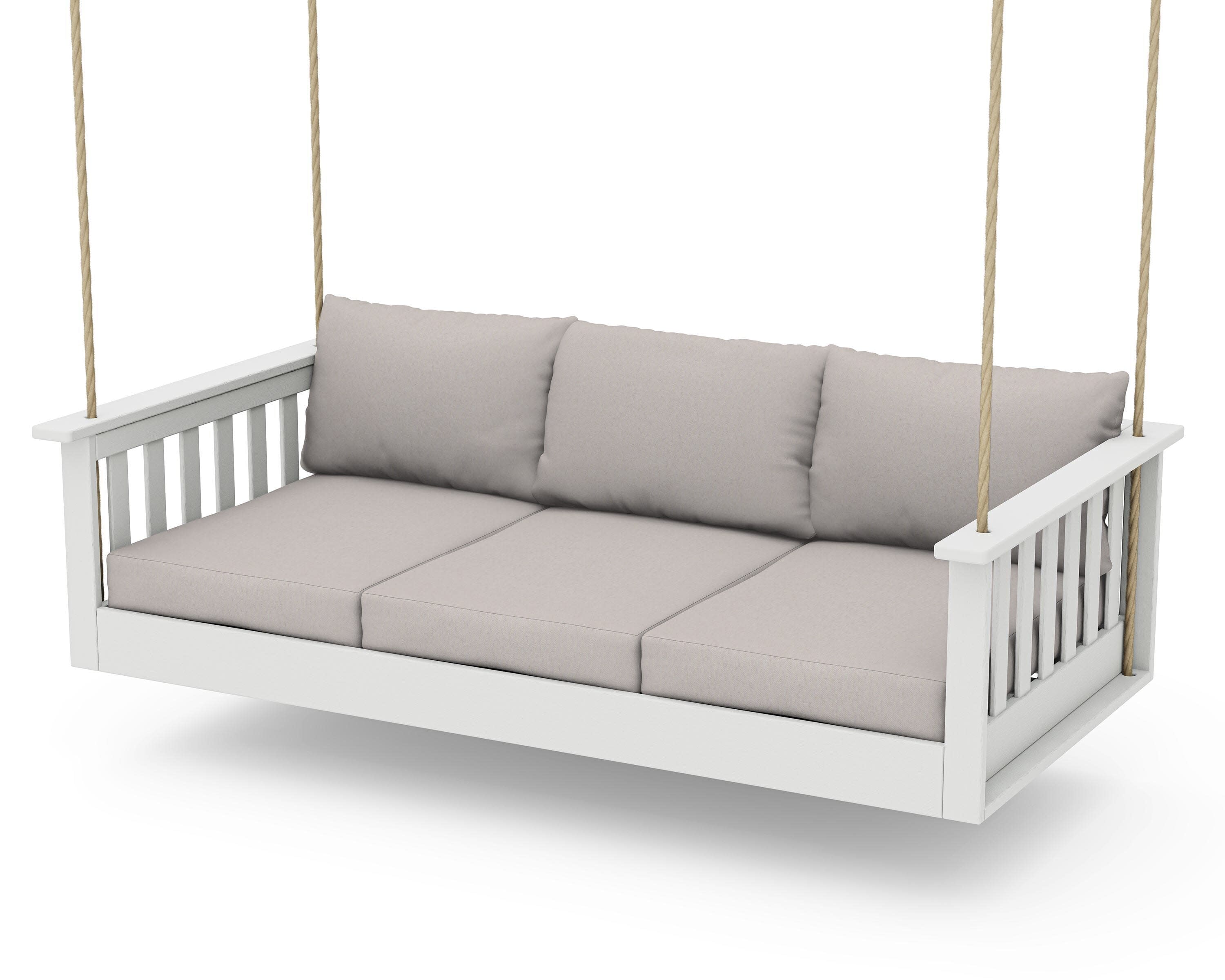 Vineyard Daybed Swing in Vintage White / Dune Burlap