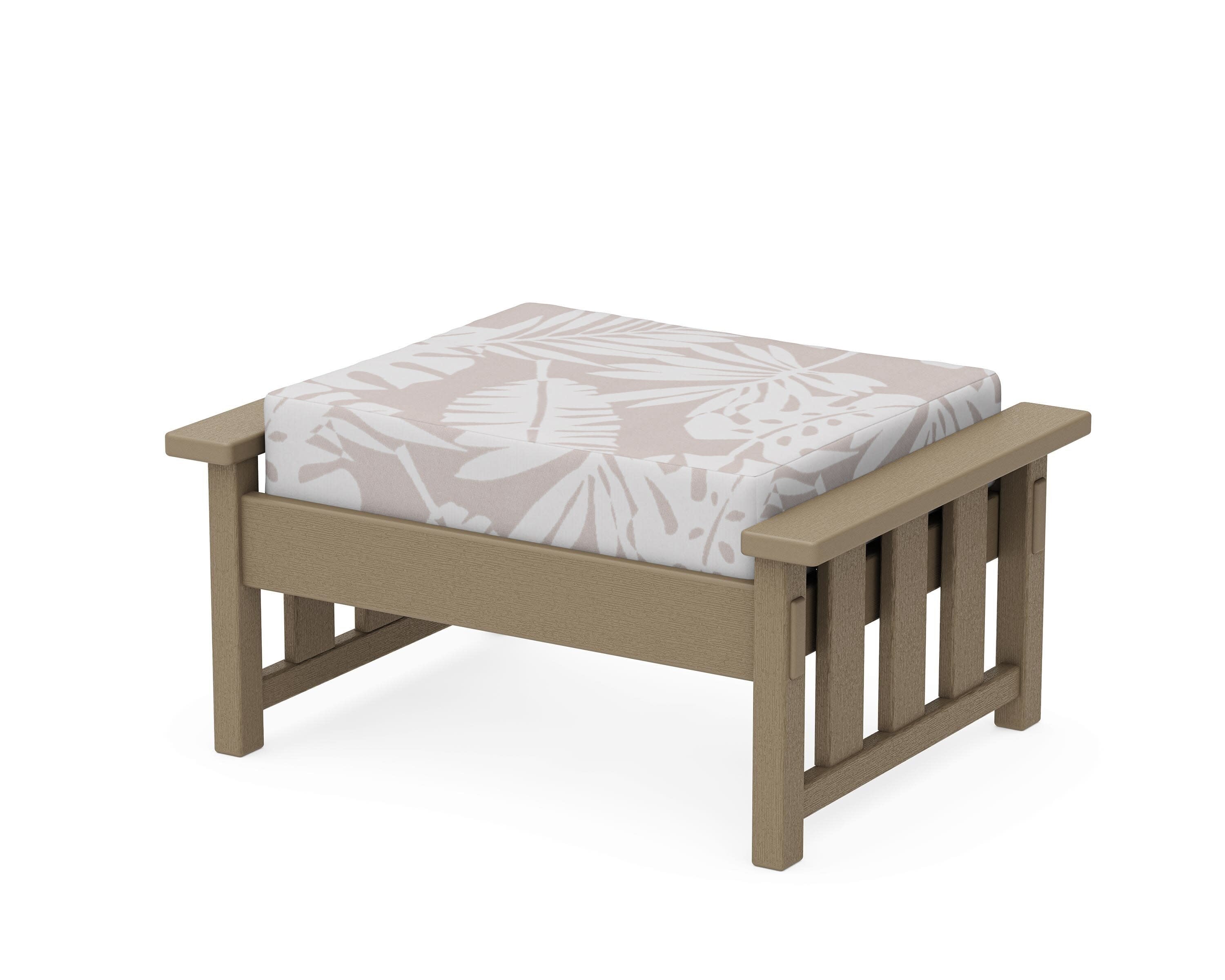 Acadia Deep Seating Ottoman in Vintage Sahara / Leaf Dune Burlap