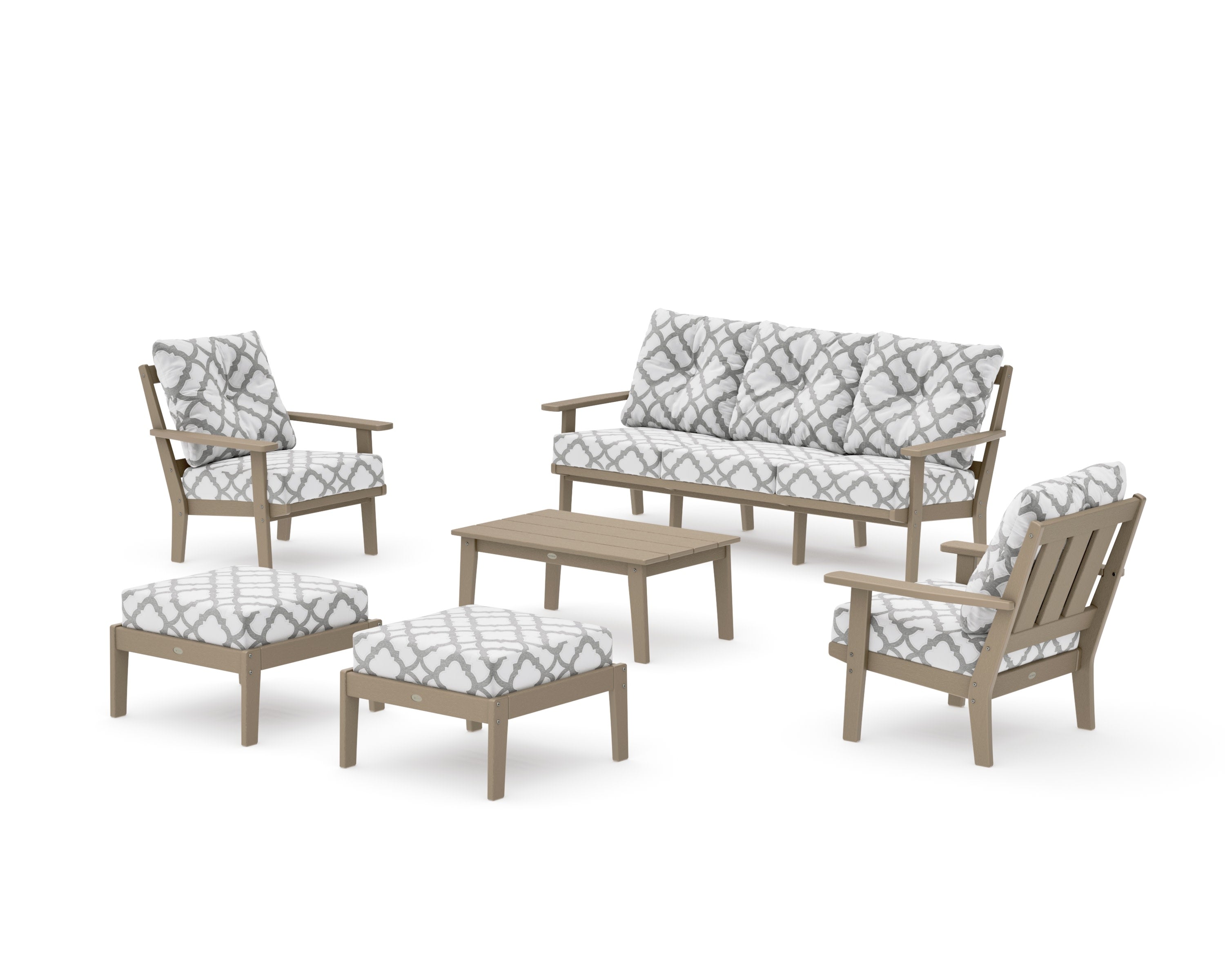 Oxford 6-Piece Lounge Sofa Set in Vintage Sahara / Trellis Grey Mist