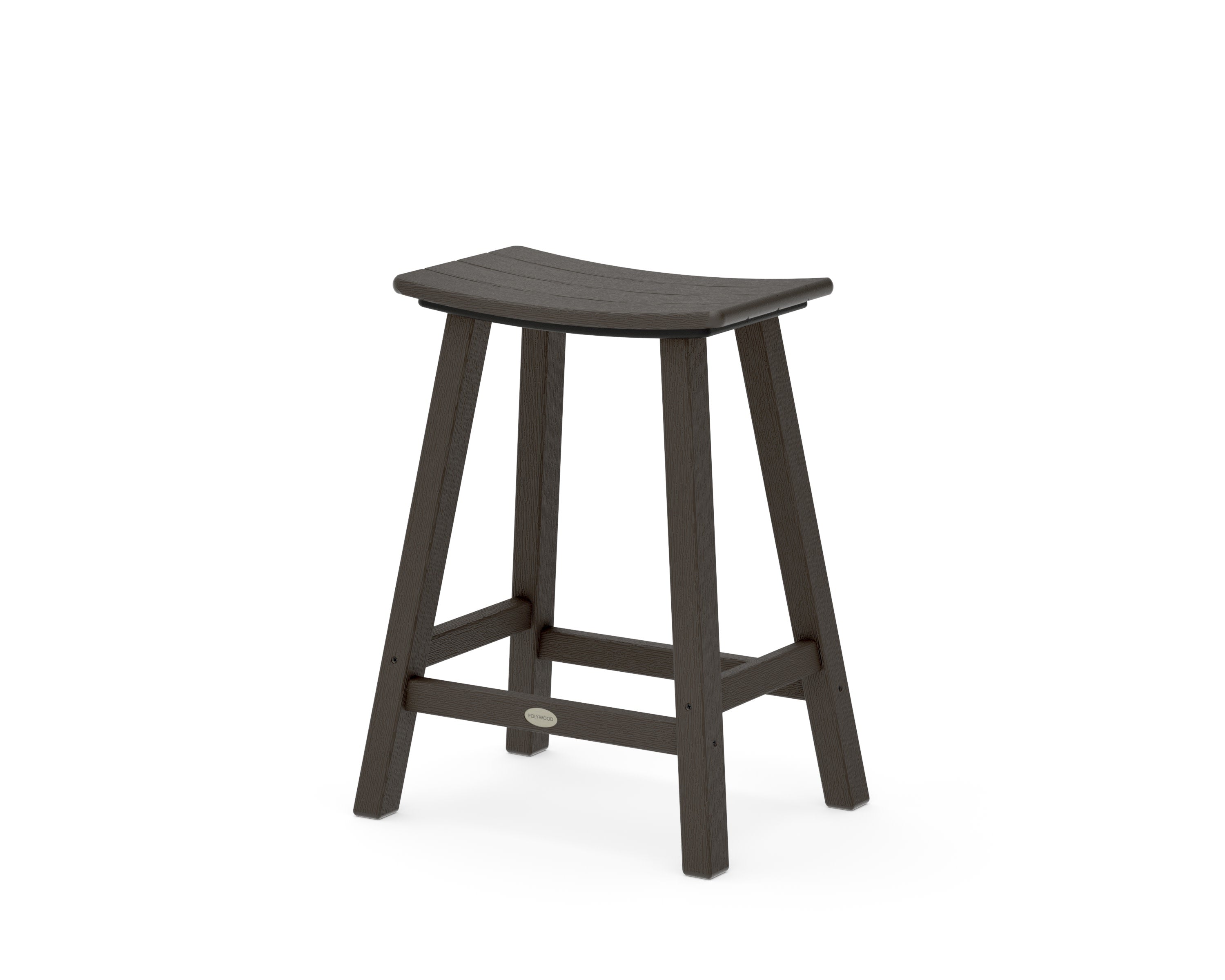 Traditional 24" Saddle Counter Stool in Vintage Coffee