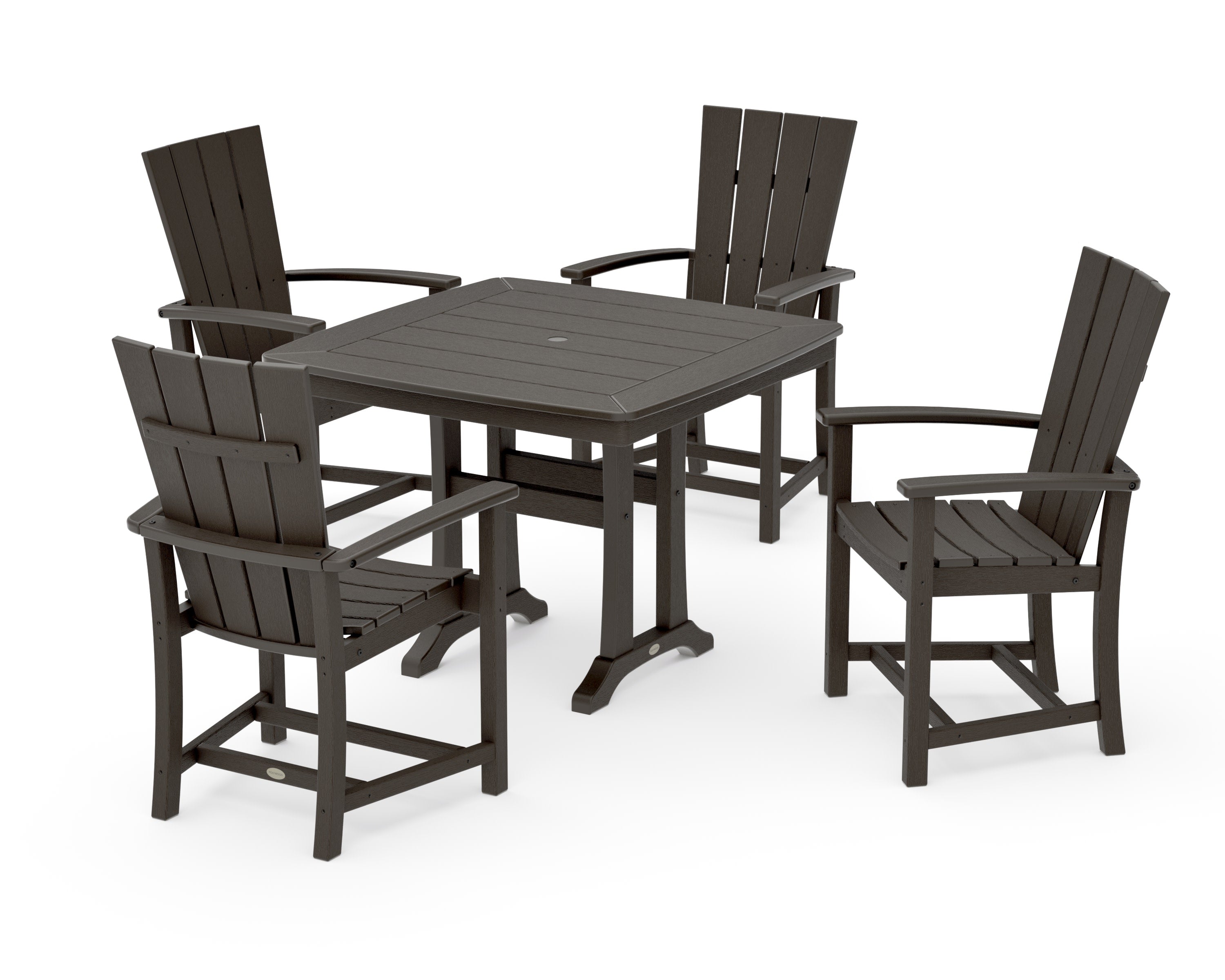Quattro 5-Piece Dining Set with Trestle Legs in Vintage Coffee