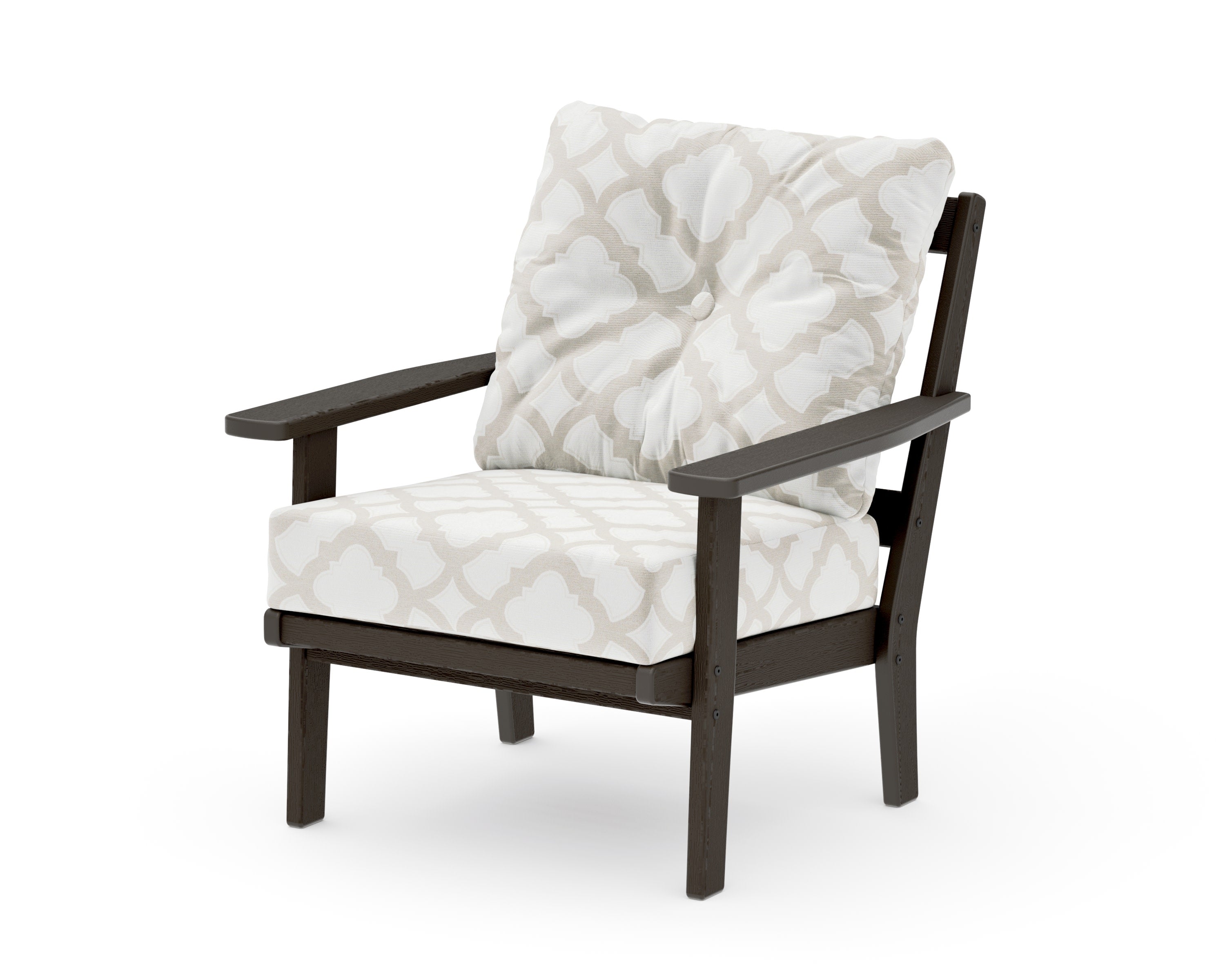 Prairie Deep Seating Chair in Vintage Coffee / Trellis Dune Burlap