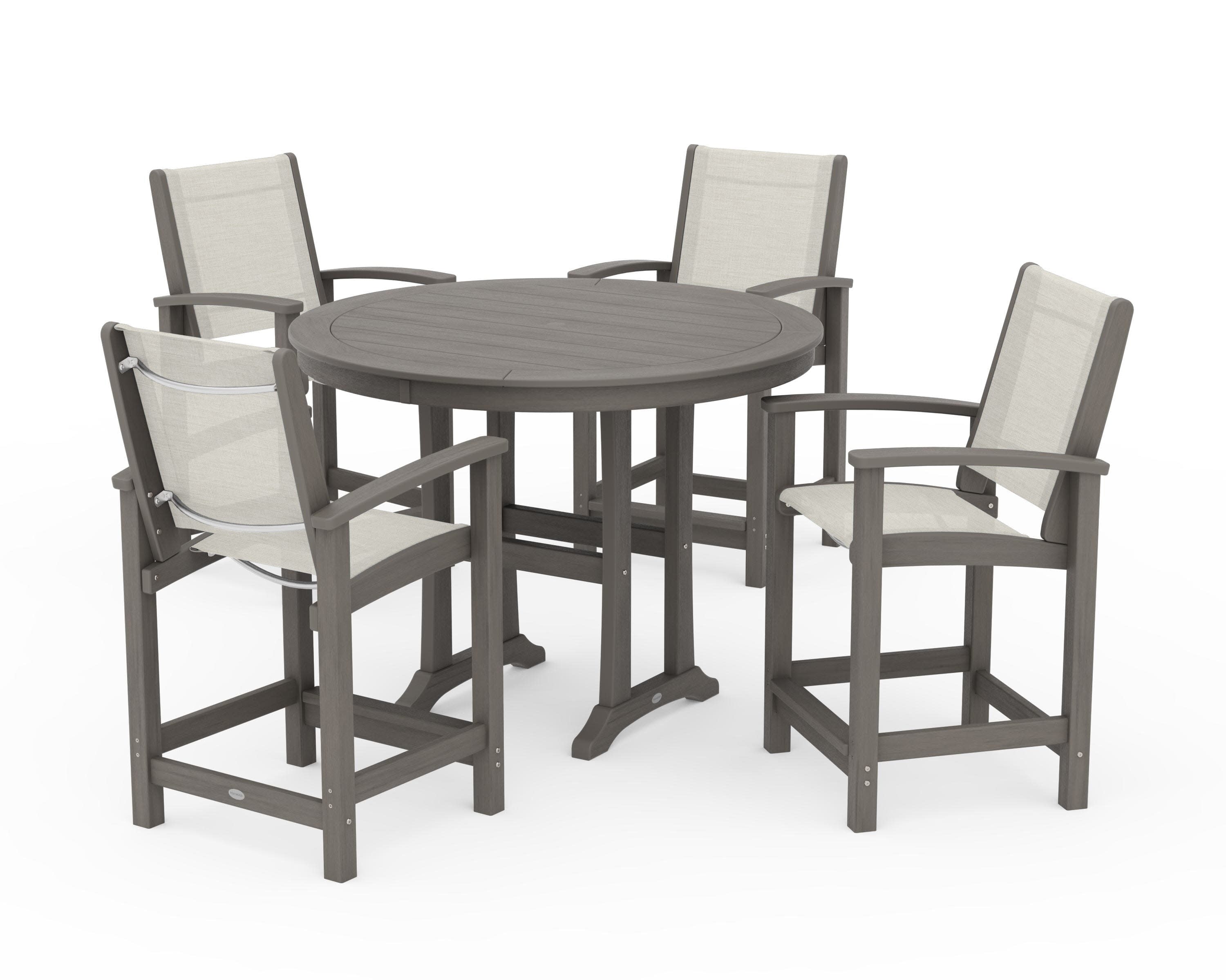 Coastal 5-Piece Counter Set in Driftwood / Parchment Sling