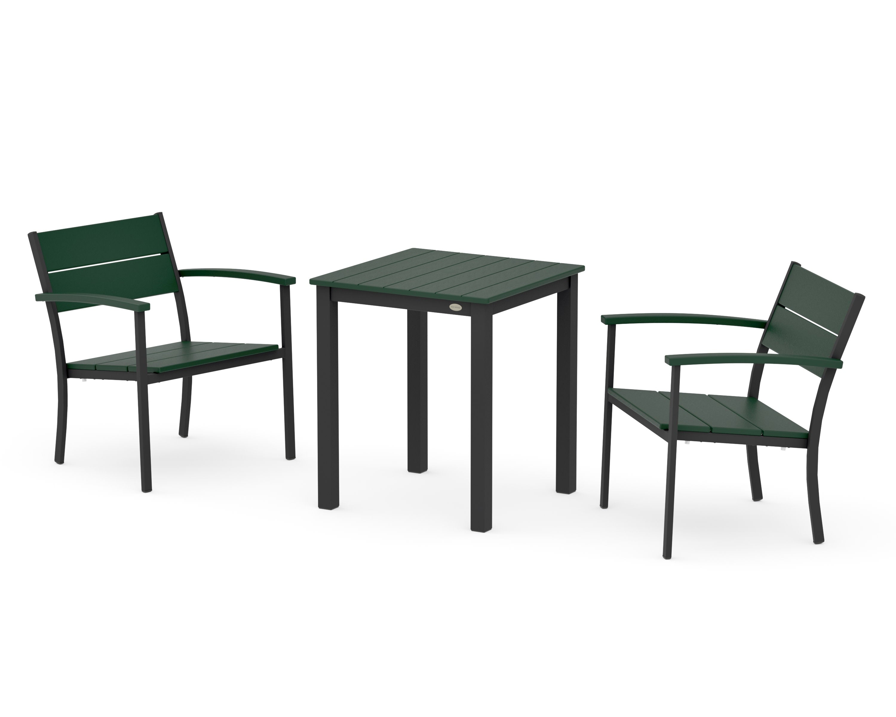 Main Street 3-Piece Square Dining Set in Black / Green