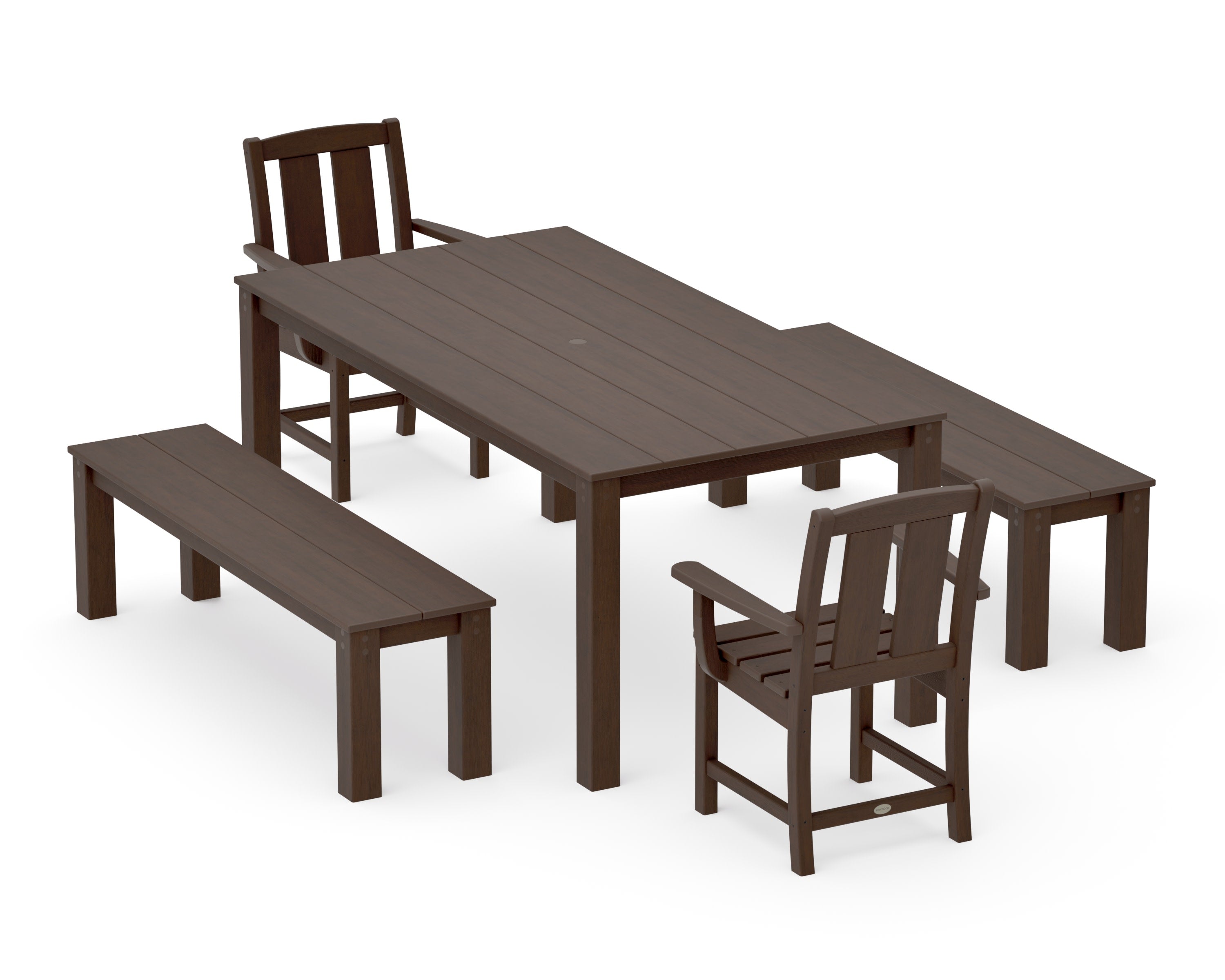 Mission 5-Piece Parsons Dining Set with Benches in Kona