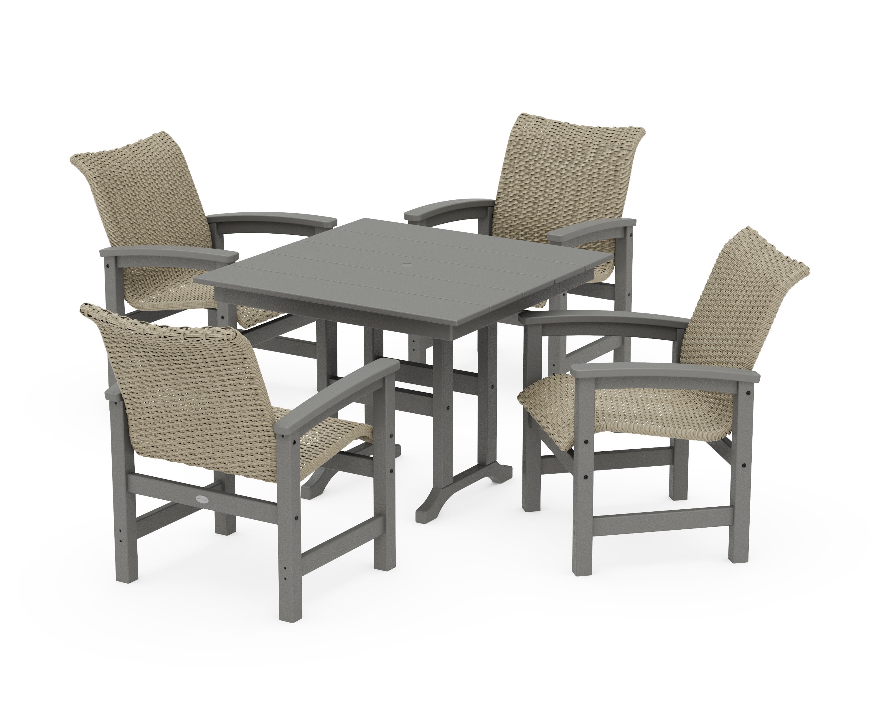 Coastal Woven 5-Piece Farmhouse Dining Set