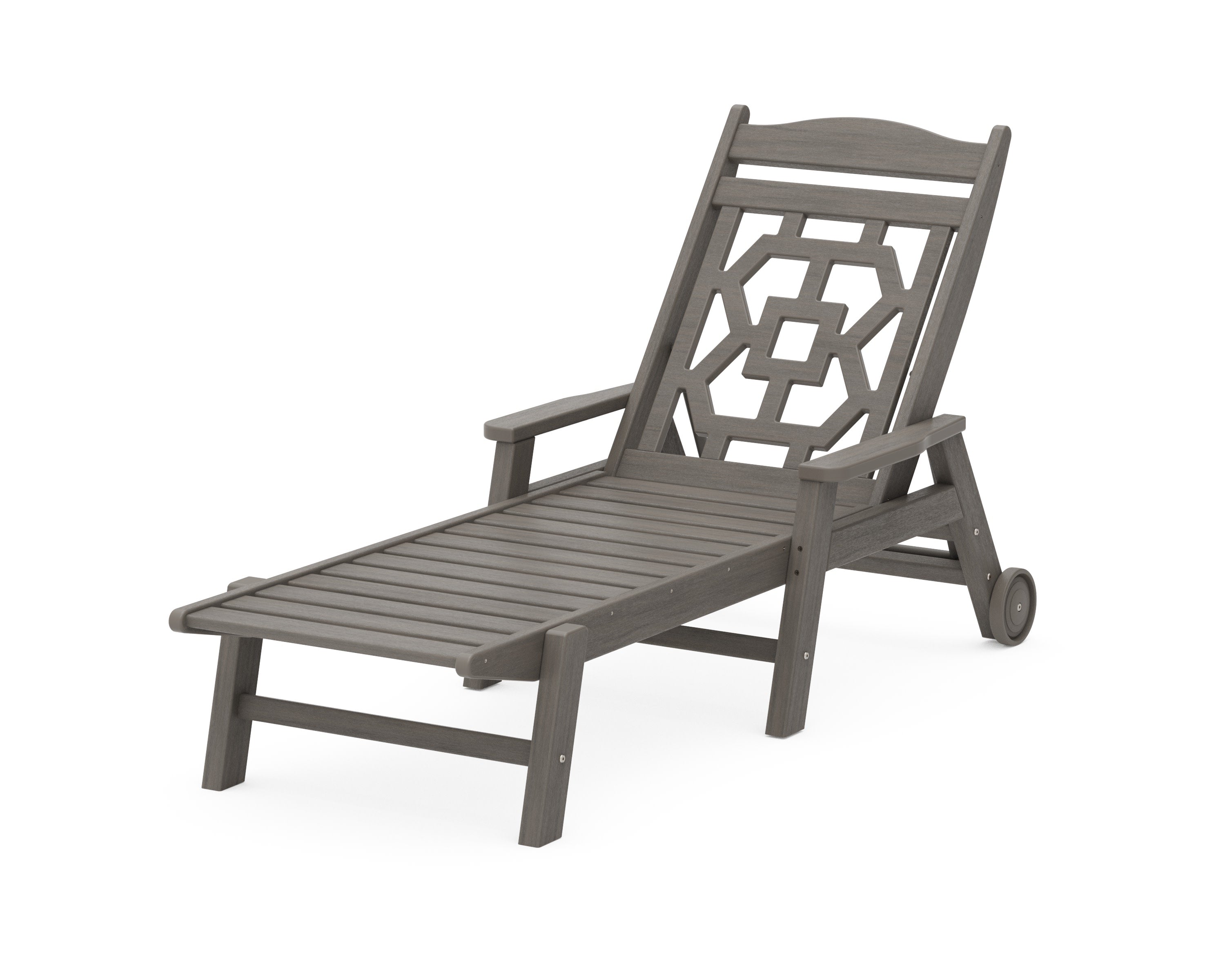 Chinoiserie Chaise Lounge in Driftwood