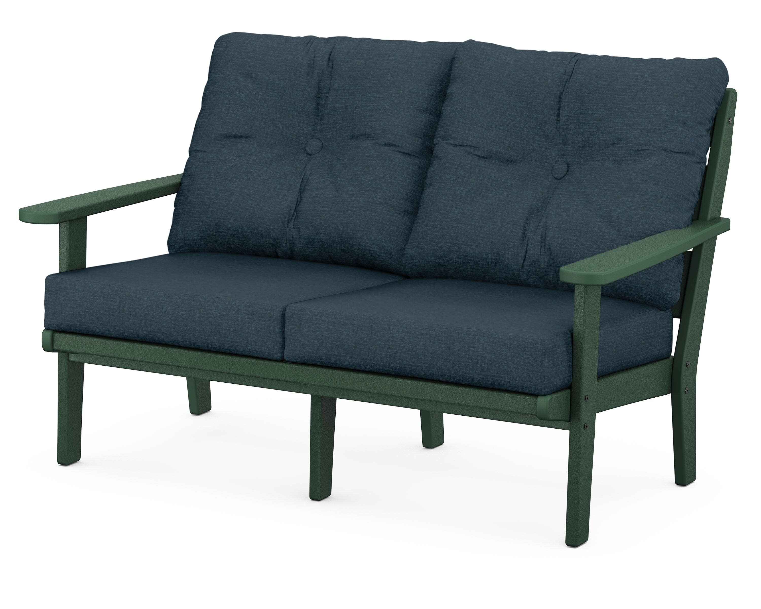 Lakeside Deep Seating Loveseat in Green / Platform Indigo