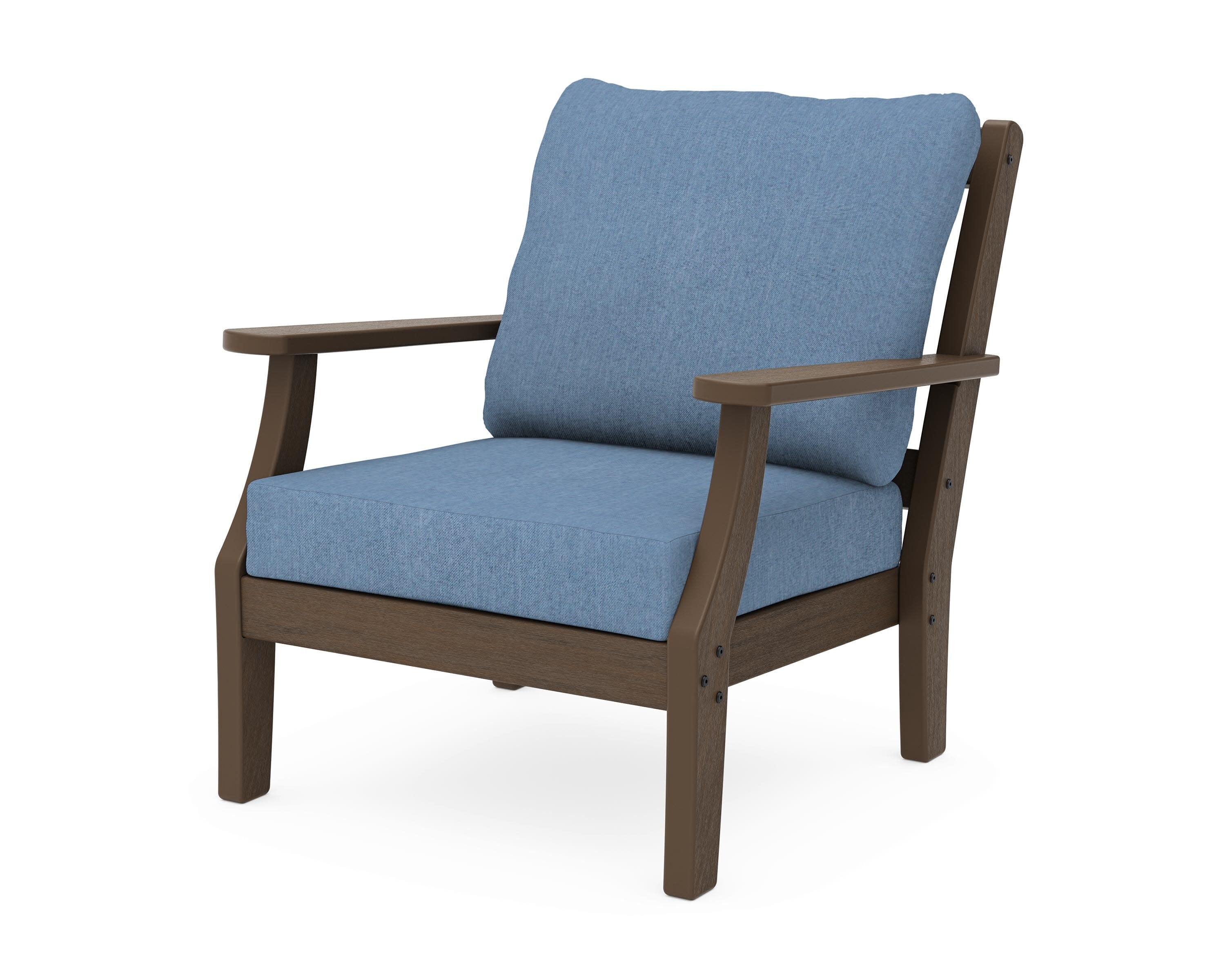 Chinoiserie Deep Seating Chair in Kona / Sky Blue
