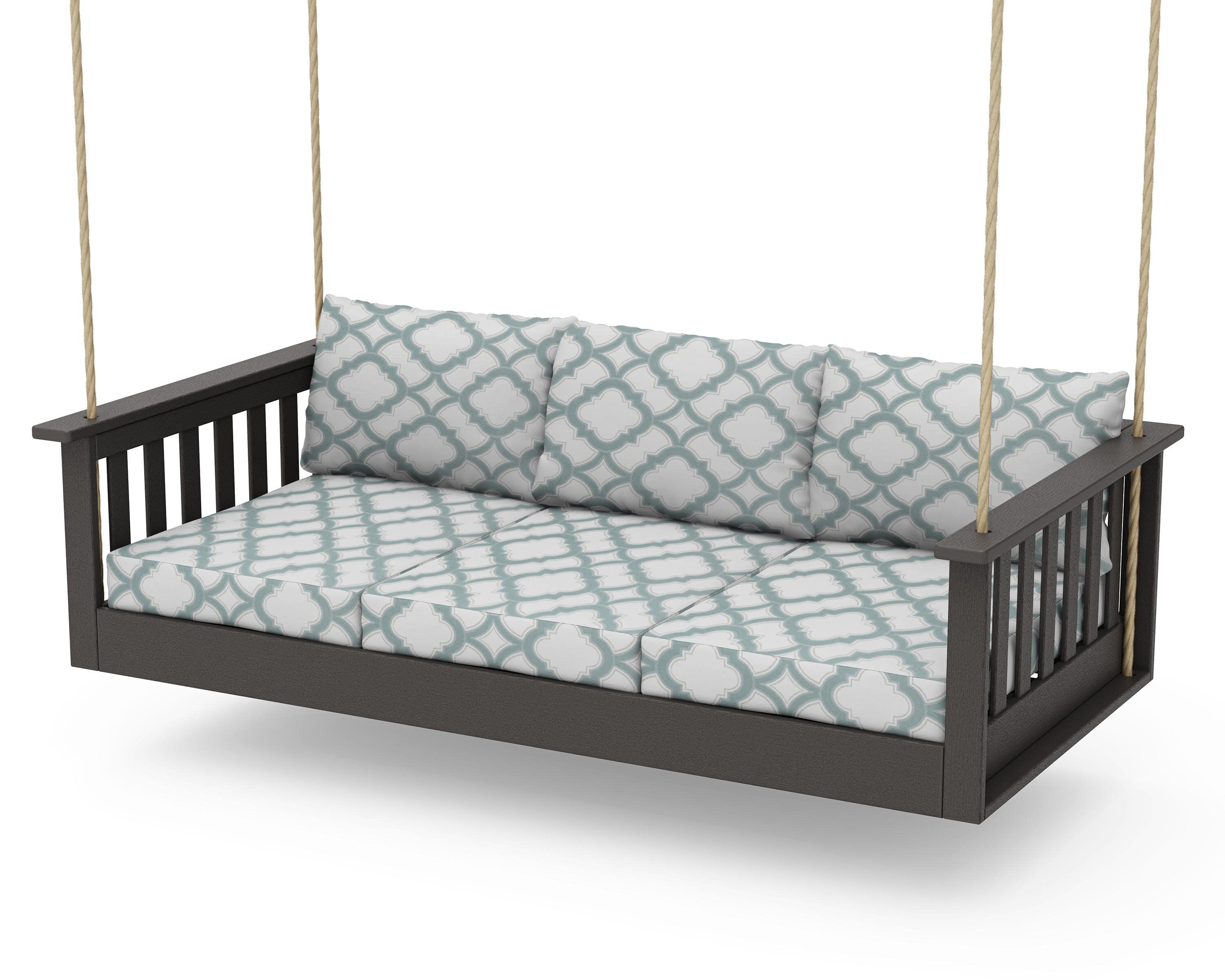 Vineyard Daybed Swing in Vintage Coffee / Trellis Glacier Spa
