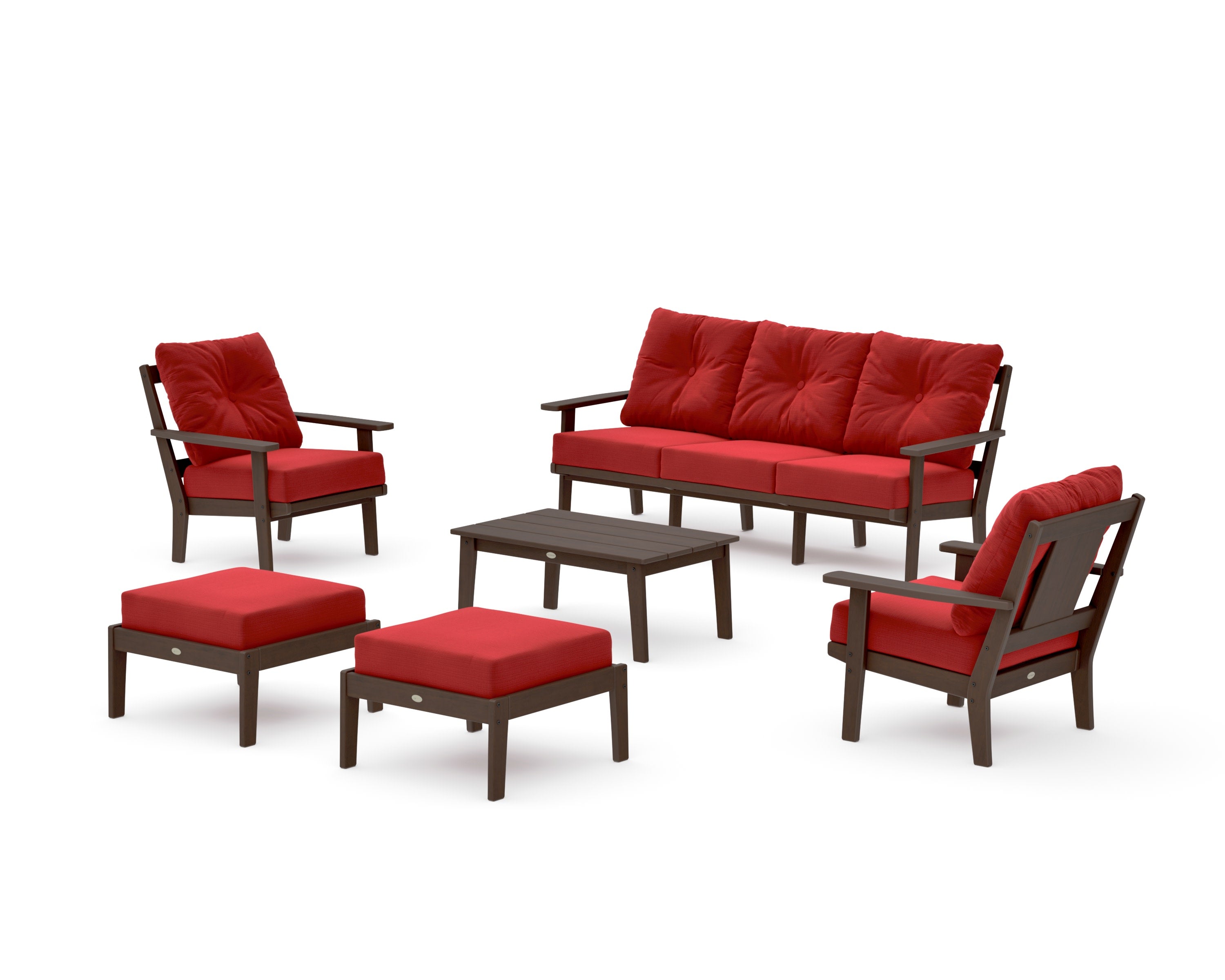 Prairie 6-Piece Lounge Sofa Set in Kona / Crimson Linen