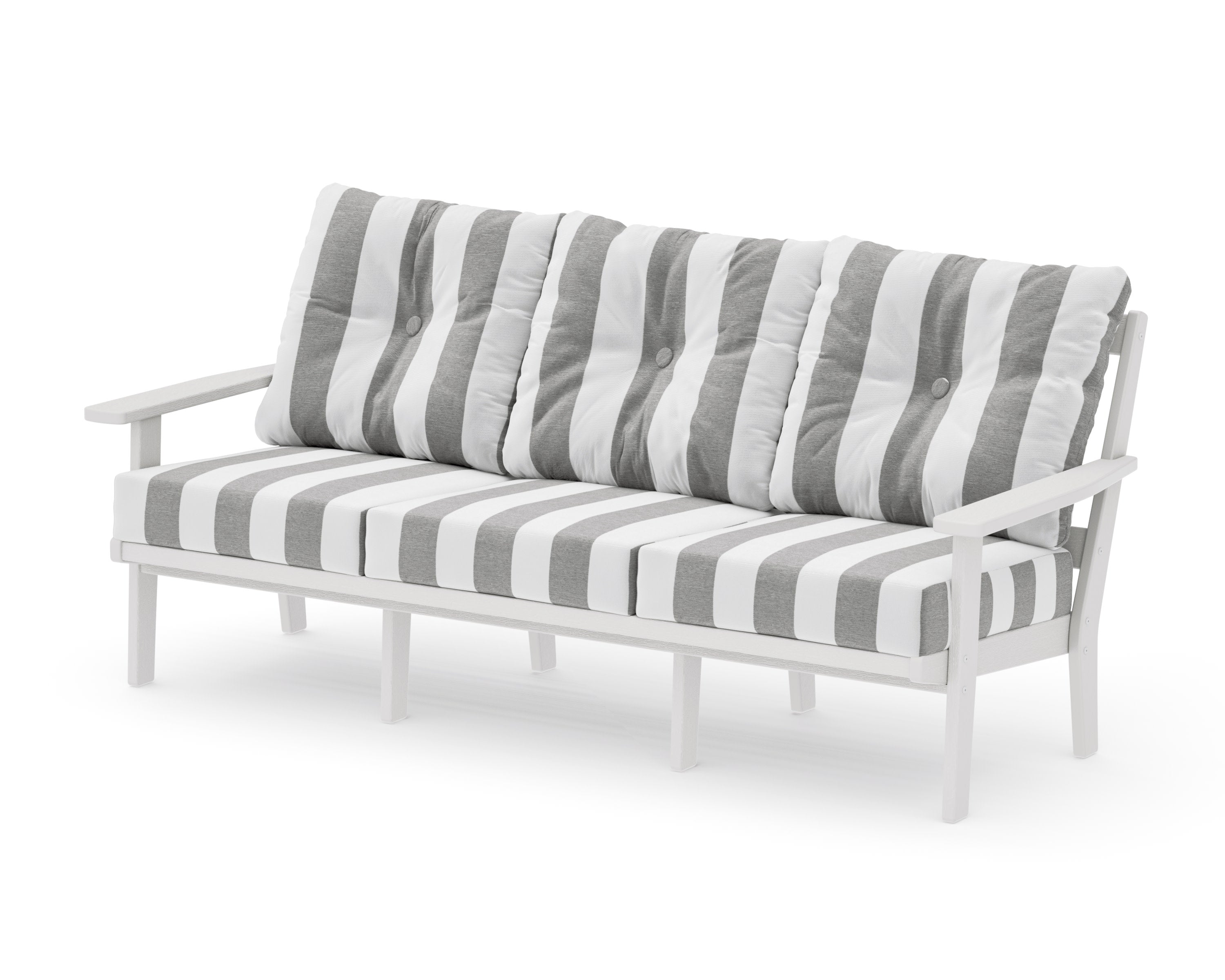 PrairieDeep Seating Sofa in Vintage White / Cabana Stripe Grey Mist