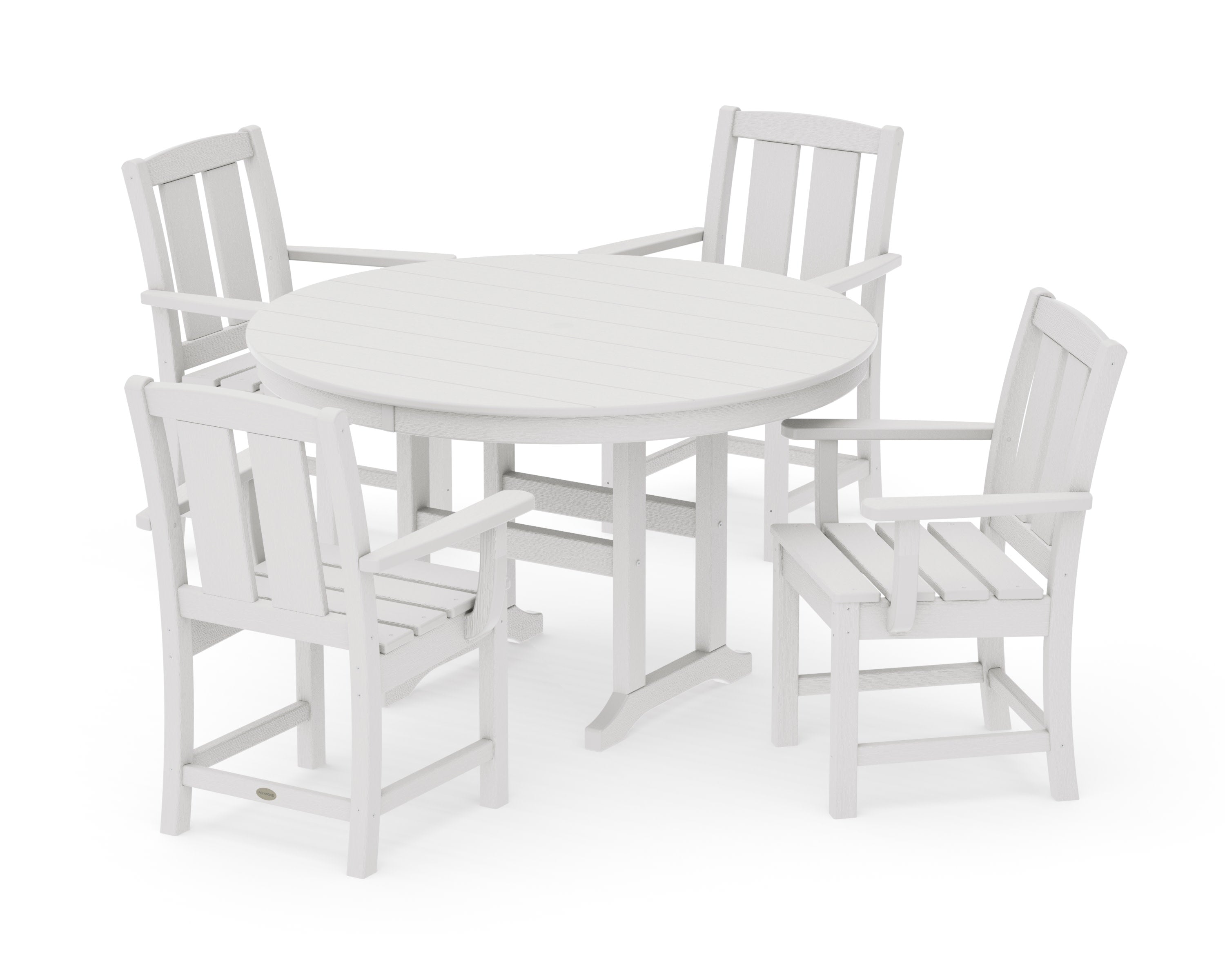 Mission 5-Piece Round Farmhouse Dining Set in Vintage White