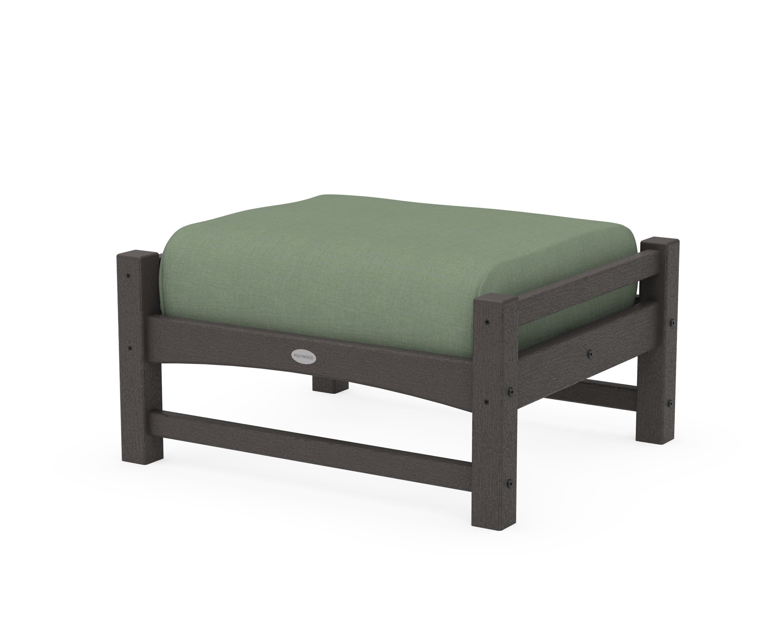 Club Ottoman in Vintage Coffee / Exhale Rainwashed